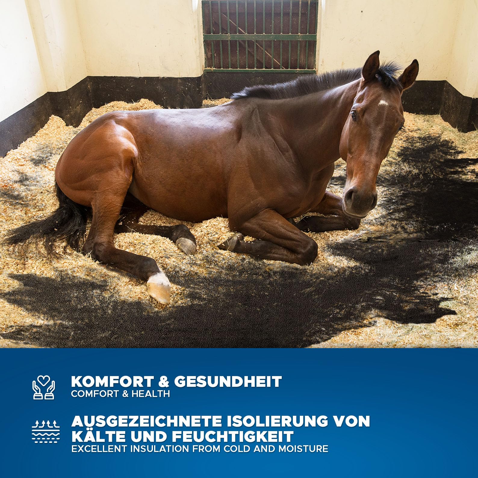 KARAT Puzzle Stallmatte aus Gummi - 182 x 122 cm - wasserdichte Gummimatte mit Drainage für Stall, Pferdebox, Paddock - Pferdematten - Pontiac (Zweiseitiges Interlocking)