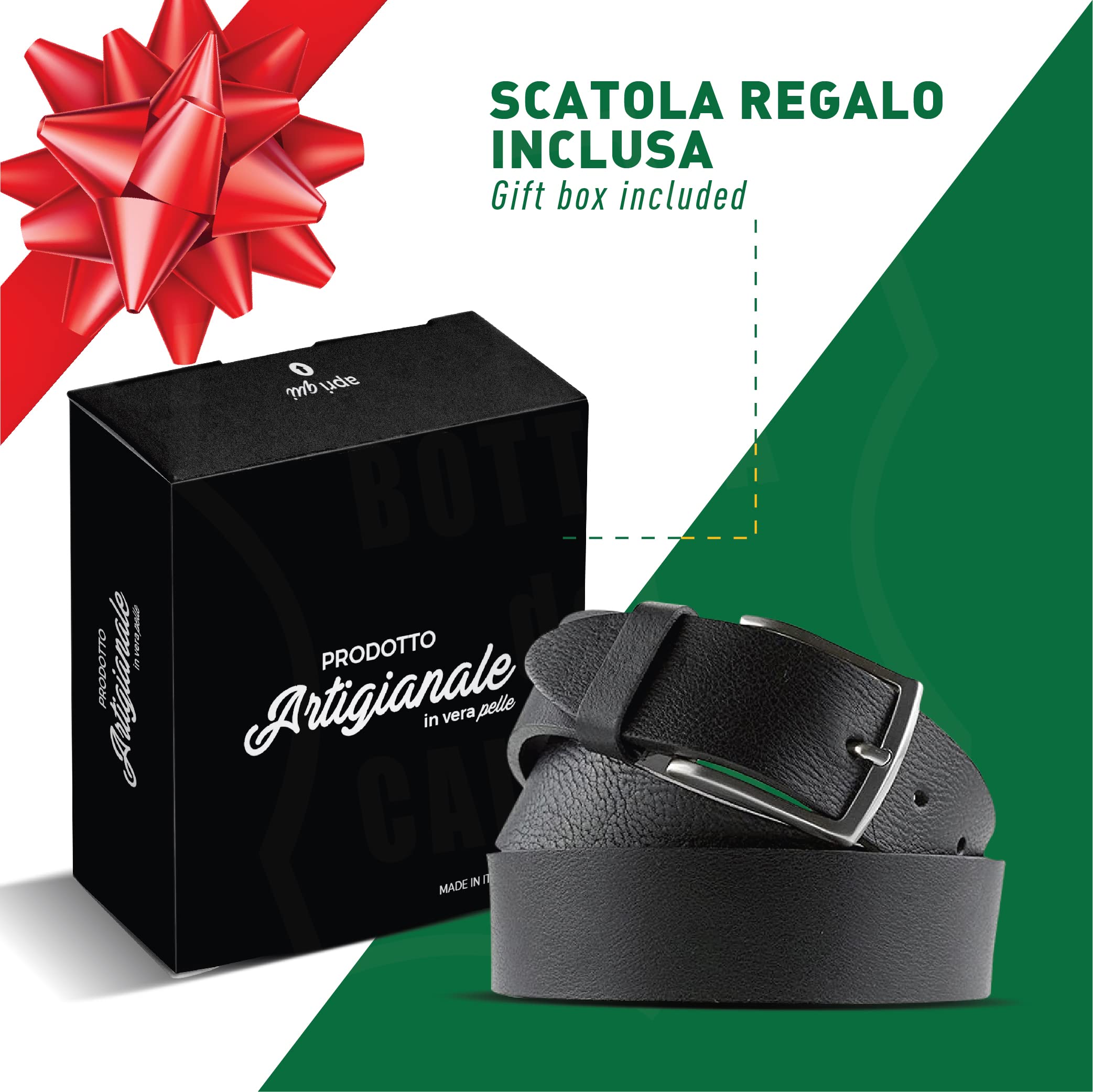 La Bottega del Calzolaio Gürtel Herren Leder 4 cm breit, Ledergürtel Herren aus kräftigem Vollrindleder für Jeans, handgefertigt in Italien, viele Farben und Längen, Made in Italy