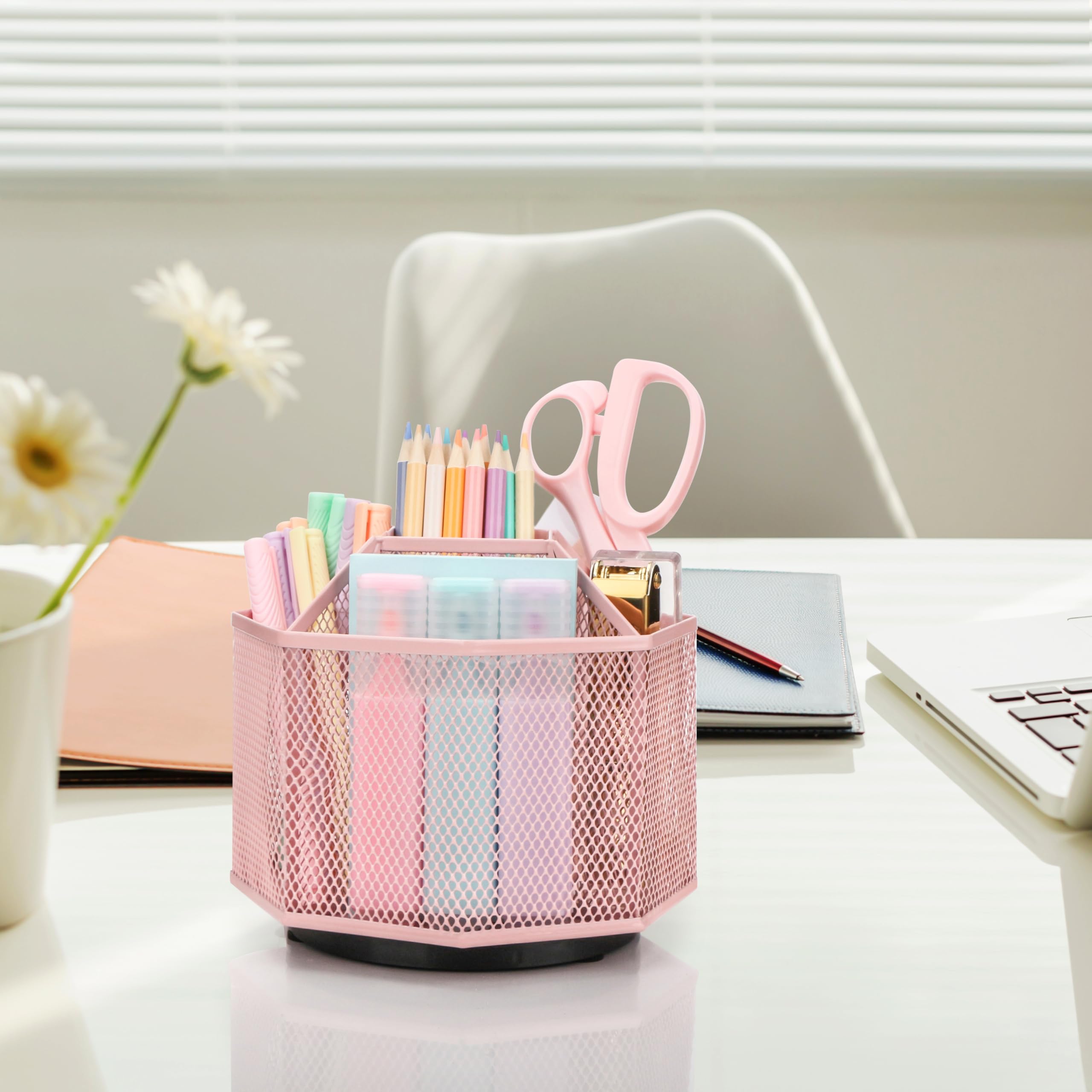 EXERZ Desk Organiser/Desk Tidy Caddy/Pen Holder/Multifunctional Organiser (Light Pink) - Image 3