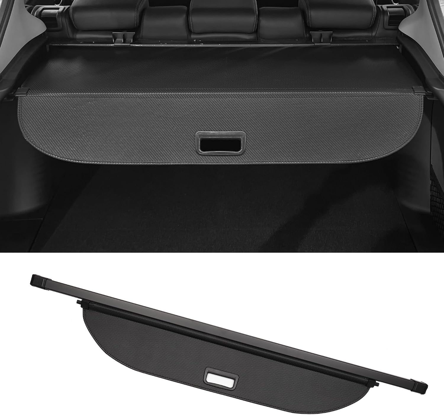 Motoforti Car Trunk Retractable Cargo Cover for Mazda CX-7 2007-2012 Rear Trunk Parcel Shelf Luggage Security Shield Shade, Canvas, Carbon Fiber Black