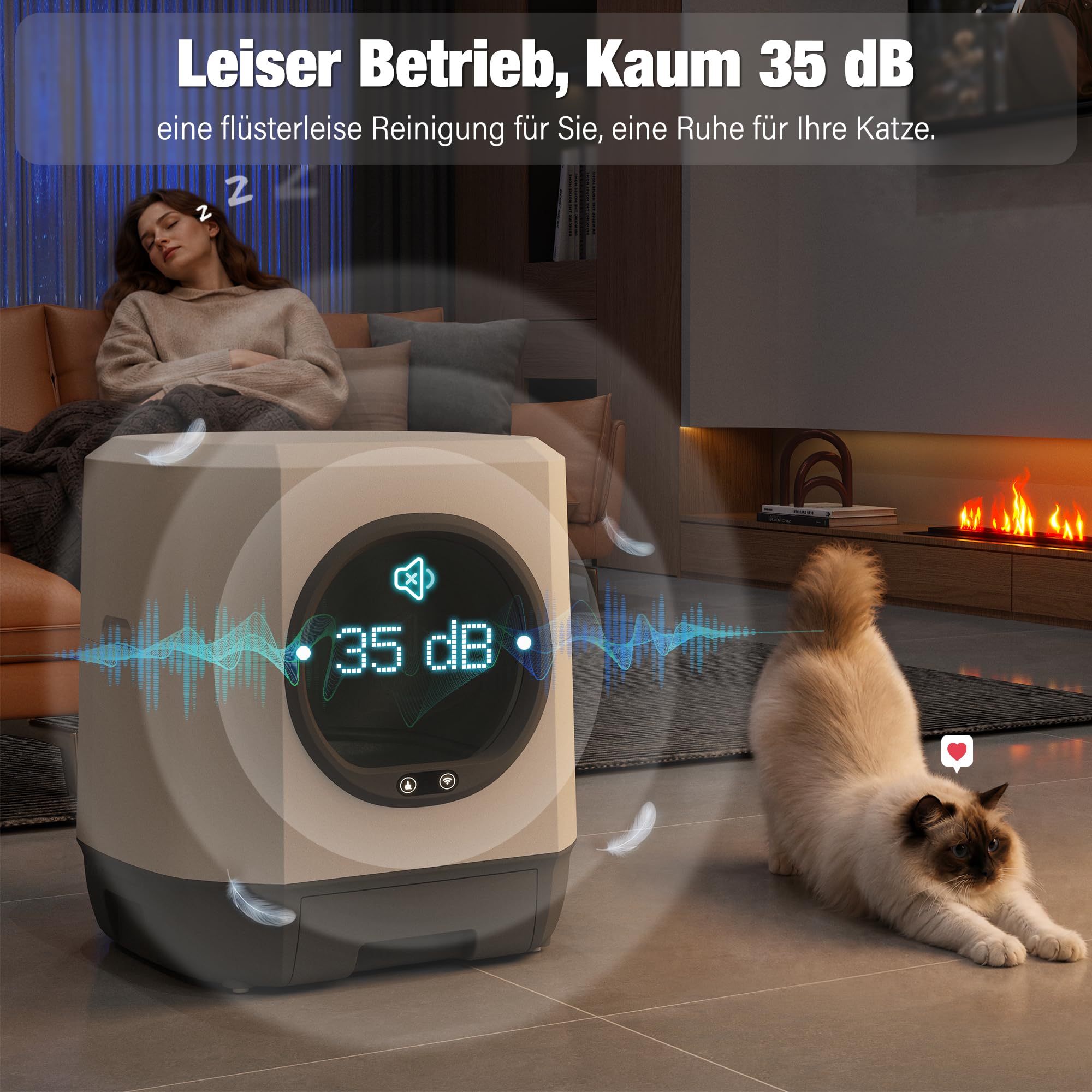 Katzenklo Selbstreinigend, 90L Selbstreinigende Katzentoilette | 12 Sicherheitssensoren,App-Steuerung,Geruchskontrolle, Elektrisches Katzenklo groß Automatisches Katzenklo für mehrere Katzen
