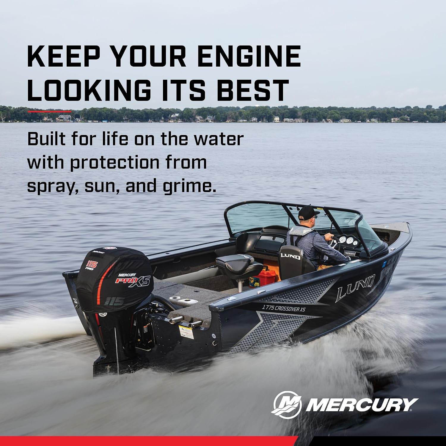 MERCURY Marine Vented Outboard Engine Splash Cover, Black or White, 40-600hp