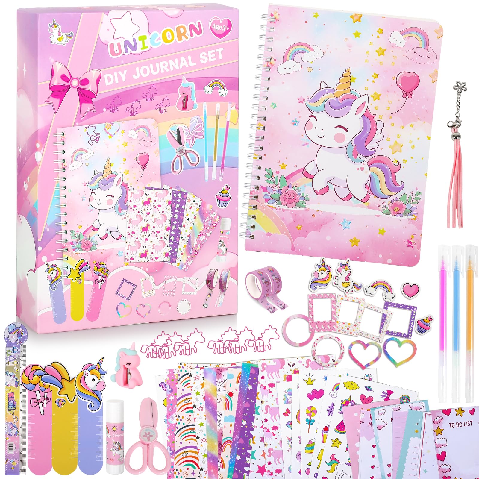 Unicorn DIY Journal Kit for Girls - Toys for Ages 8-12 Teens Girls Gifts Journaling Scrapbook Diary Art Crafts Set Birthday Gifts Toys for Kids Tween Ages 7 8 9 10 11 12 13 14 6-8 8-10 8-13 Year Old