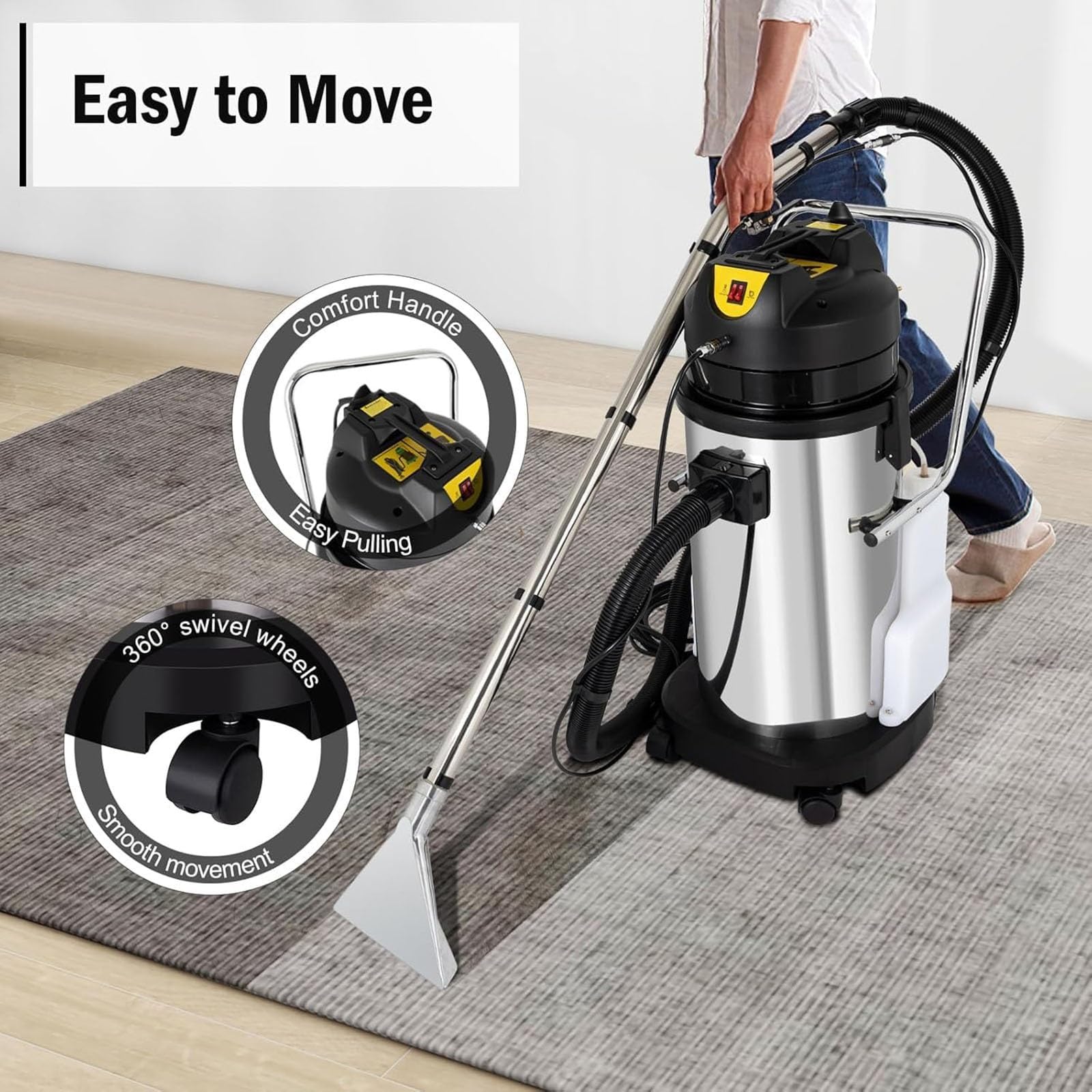 Máquina 3 en 1 para alfombras: extracción por pulverización, fregado y aspirado; Limpiador extractor de alfombras — Apto para la limpieza de cortinas, sofás y alfombras.(30L)