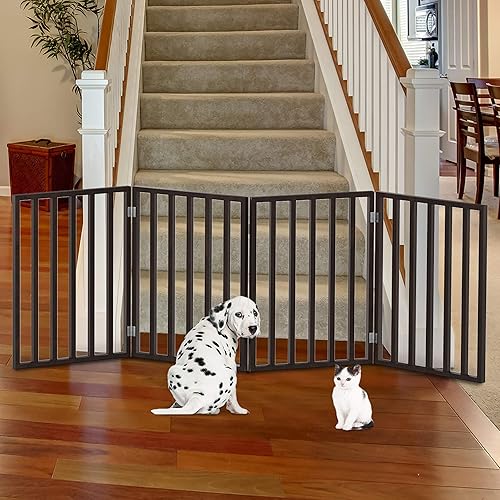 Miniatura 4 de PETMAKER - Puerta de madera independiente para mascotas, valla plegable para interiores con diseño ligero para perros, gatos y mascotas