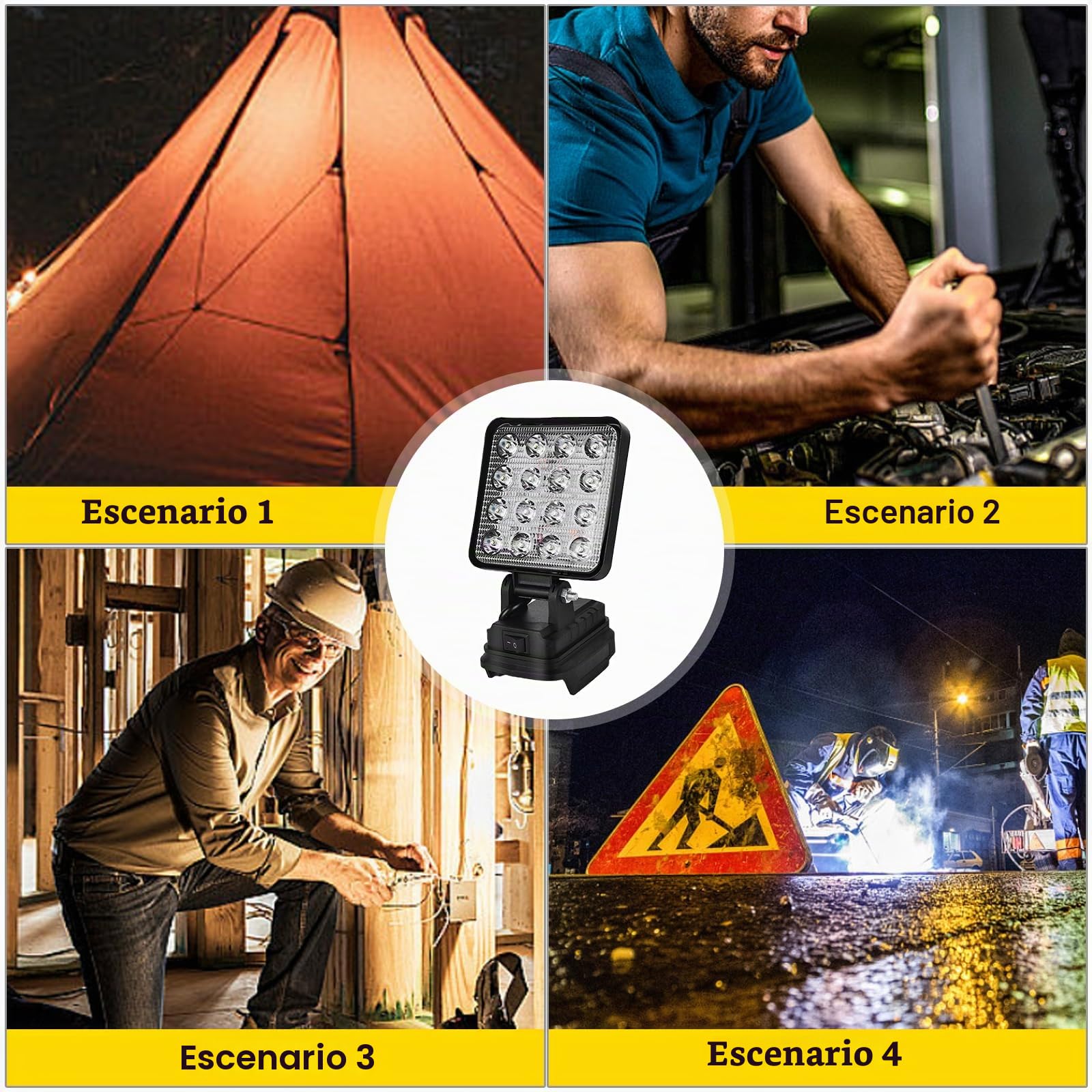 HOSPAOP Lámpara LED de trabajo con batería para Makita 18 V – 27 W, foco LED portátil, con batería, foco de luz de construcción, lámpara con carga USB, 2 unidades (sin batería)