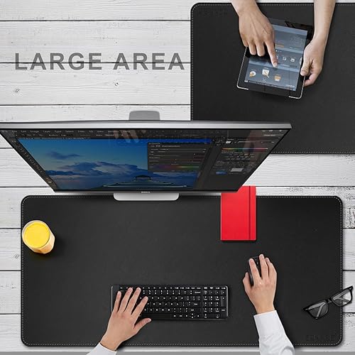 Miniatura 3 de CENNBIE Protector de piel para escritorio, extra grande, alfombrilla de mouse para teclado y laptop, 39.3 x 19.6 pulgadas (negro)