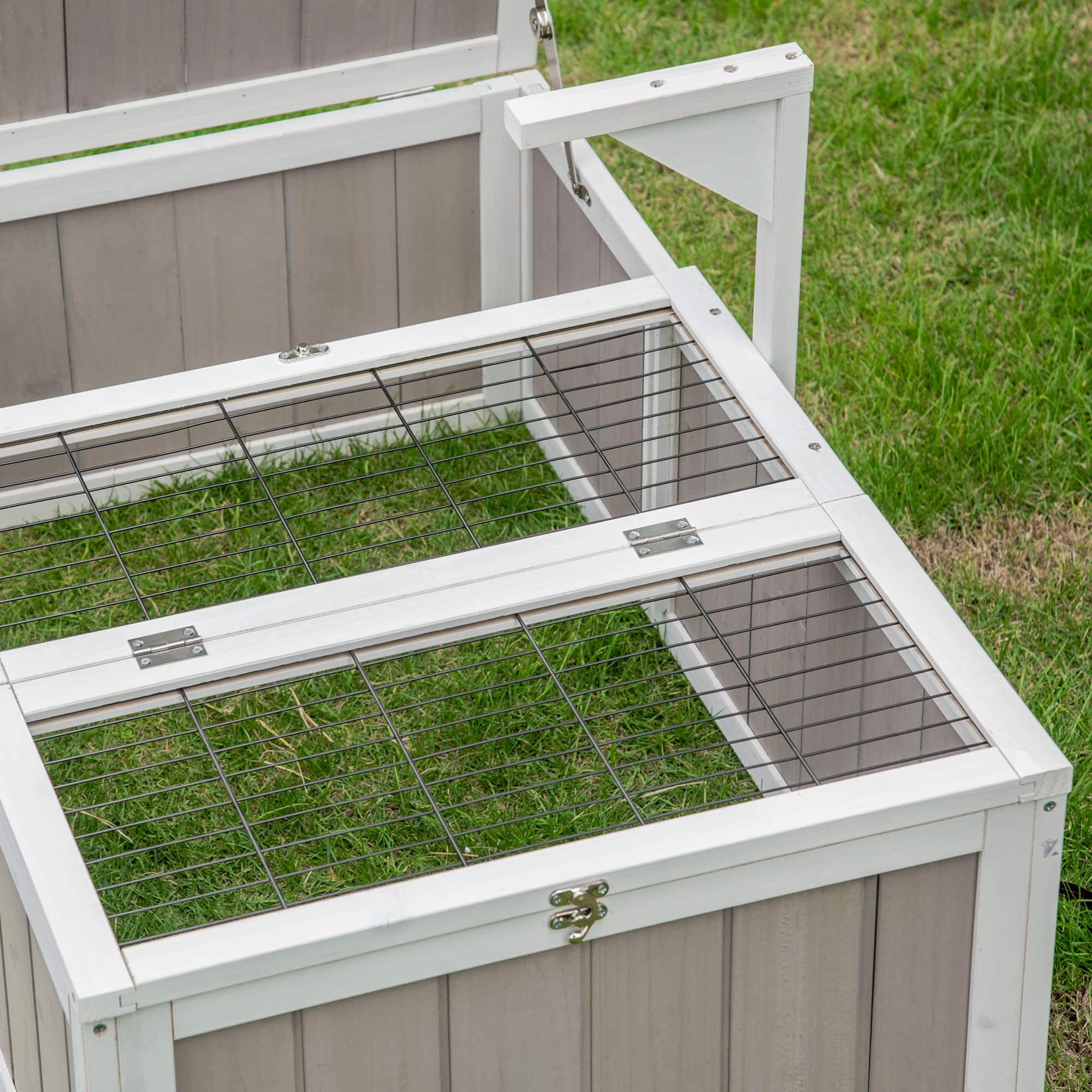 PawHut Casa recinto gabbia per piccolo animale tartaruga con 2 spazi dim. 91,5 x 61 x 33 H cm, legno di abete