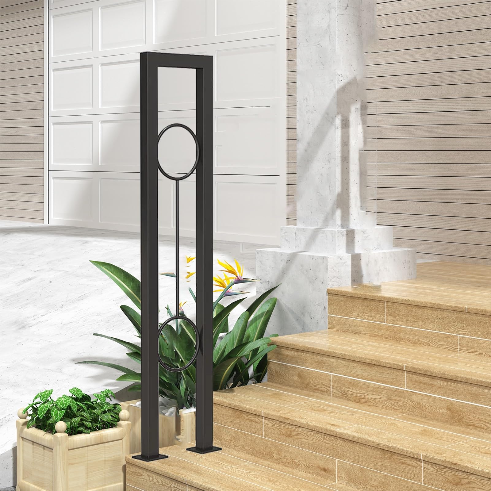Stairs Banister Handrail, Transitional U-Shape Stair Railing for Step Indoor and Outdoor, Anti-Slip Handrail for Villa Loft Corridor Porch(90cm/35in)