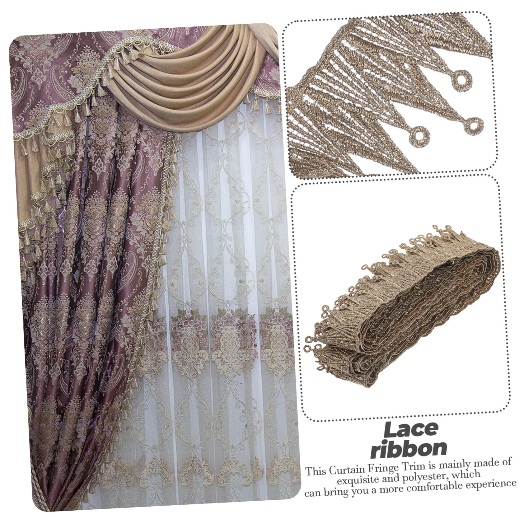 Housoutil Passamaneria in Poliestere per Tende Frange Decorate per Rifinitura in Tessuto Accessori Fai da Te per Abiti e Oggetti della Casa
