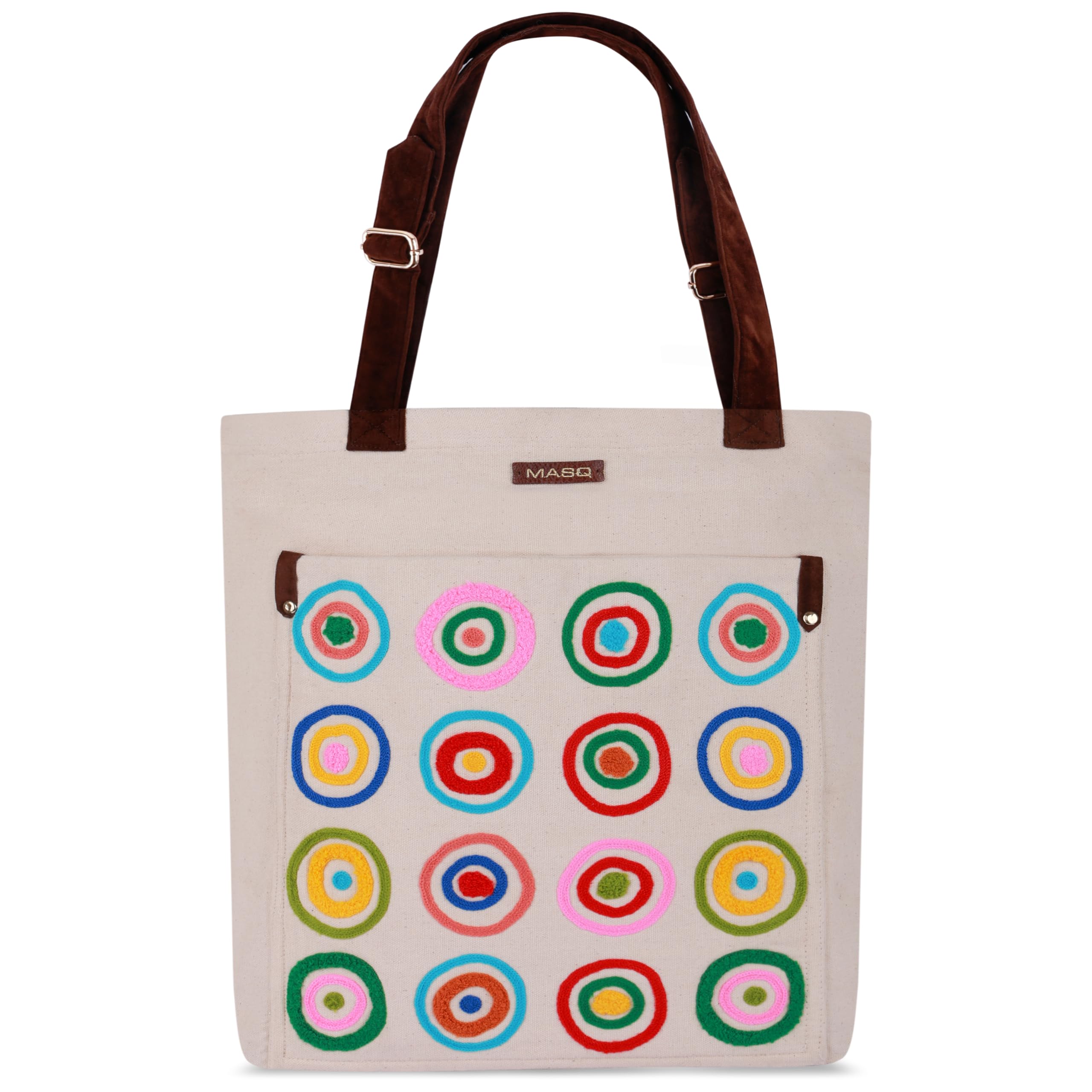 See full amazon price history chart for MASQ By Q-One Multipurpose TOTE BAG for Girls and Women, Sturdy, Circle Embroidered, Durable, Designed for Being Functional and Trendy with Ample Storage MASQ By Q-One Multipurpose TOTE BAG for Girls and Women, Sturdy, Circle Embroidered, Durable, Designed for Being Functional and Trendy with Ample Storage (B0BBW3QXC5) Amazon Price History, Amazon Price Tracker