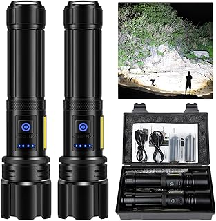 Rechargeable Flashlights High Lumens, Led Flashlight 250000 Lumens Bright Flash Light with 7 Modes, Flashlights for Camping, Emergencies, IPX7 Waterproof (2 Pack)