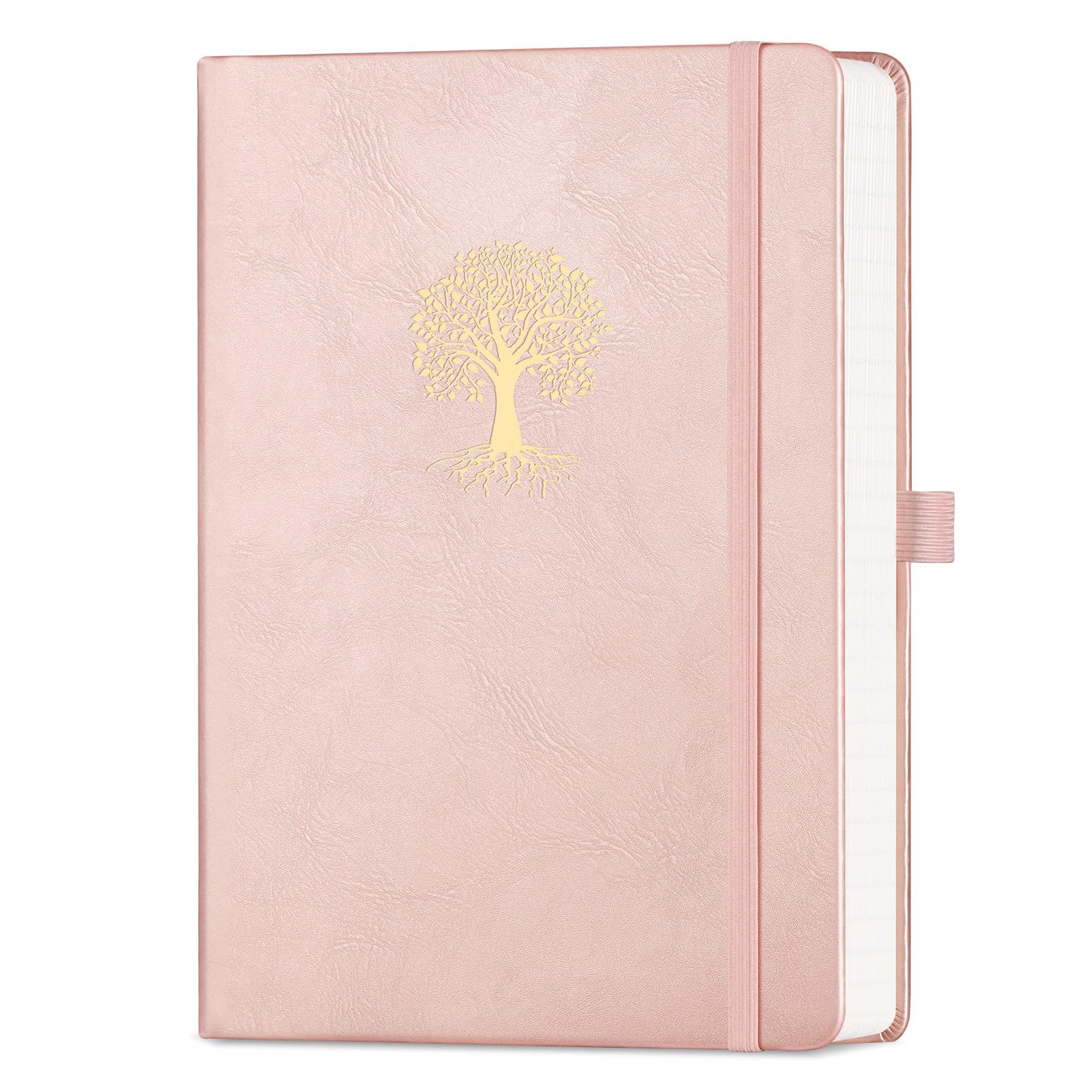 EMSHOI A5 Graph Paper Notebook, Hardcover Notepad, 192 Pages, Rose Gold