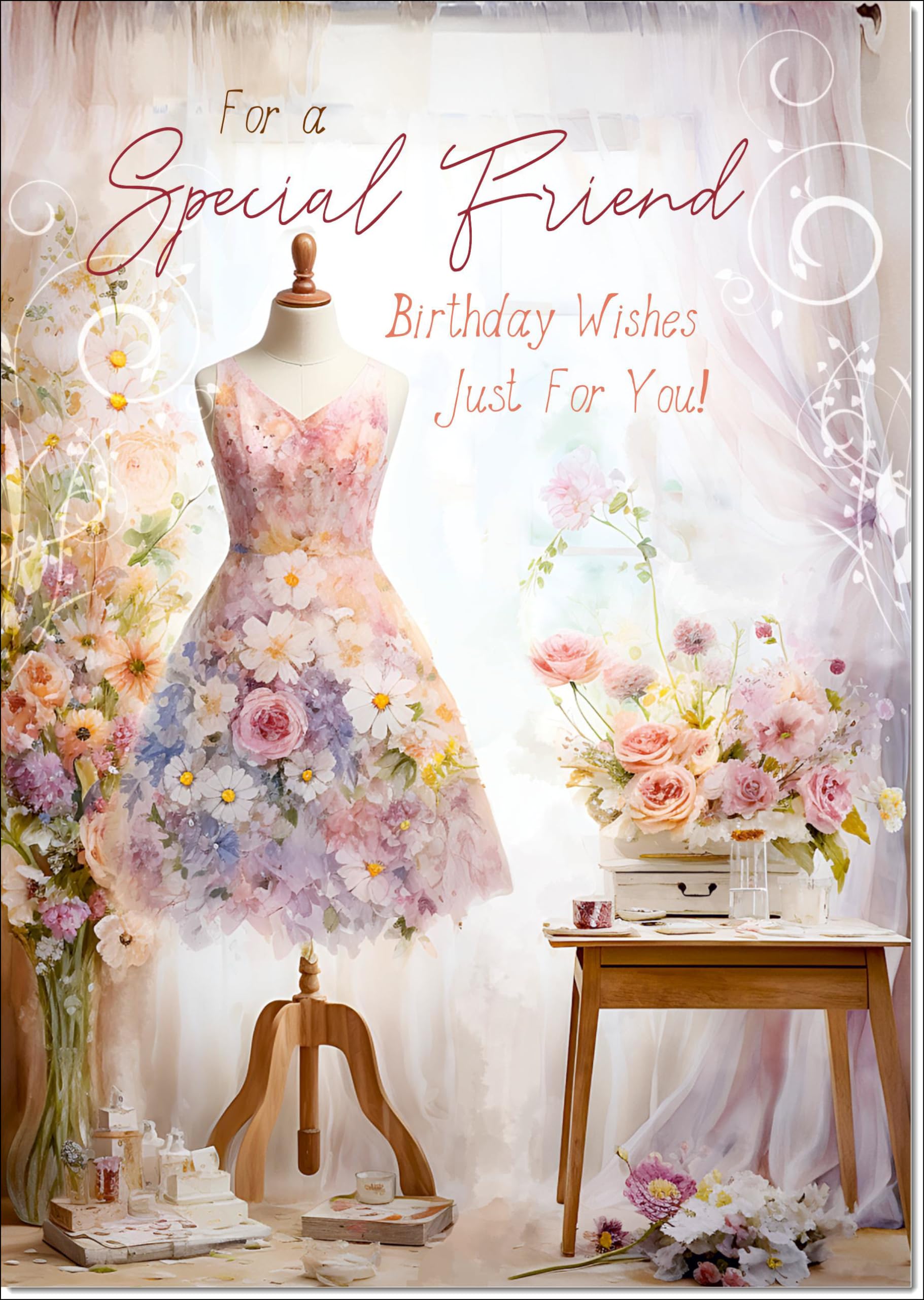 doodlecards Special Friend Birthday Card Dress making Large A4 Size with Plain Envelope — image 1