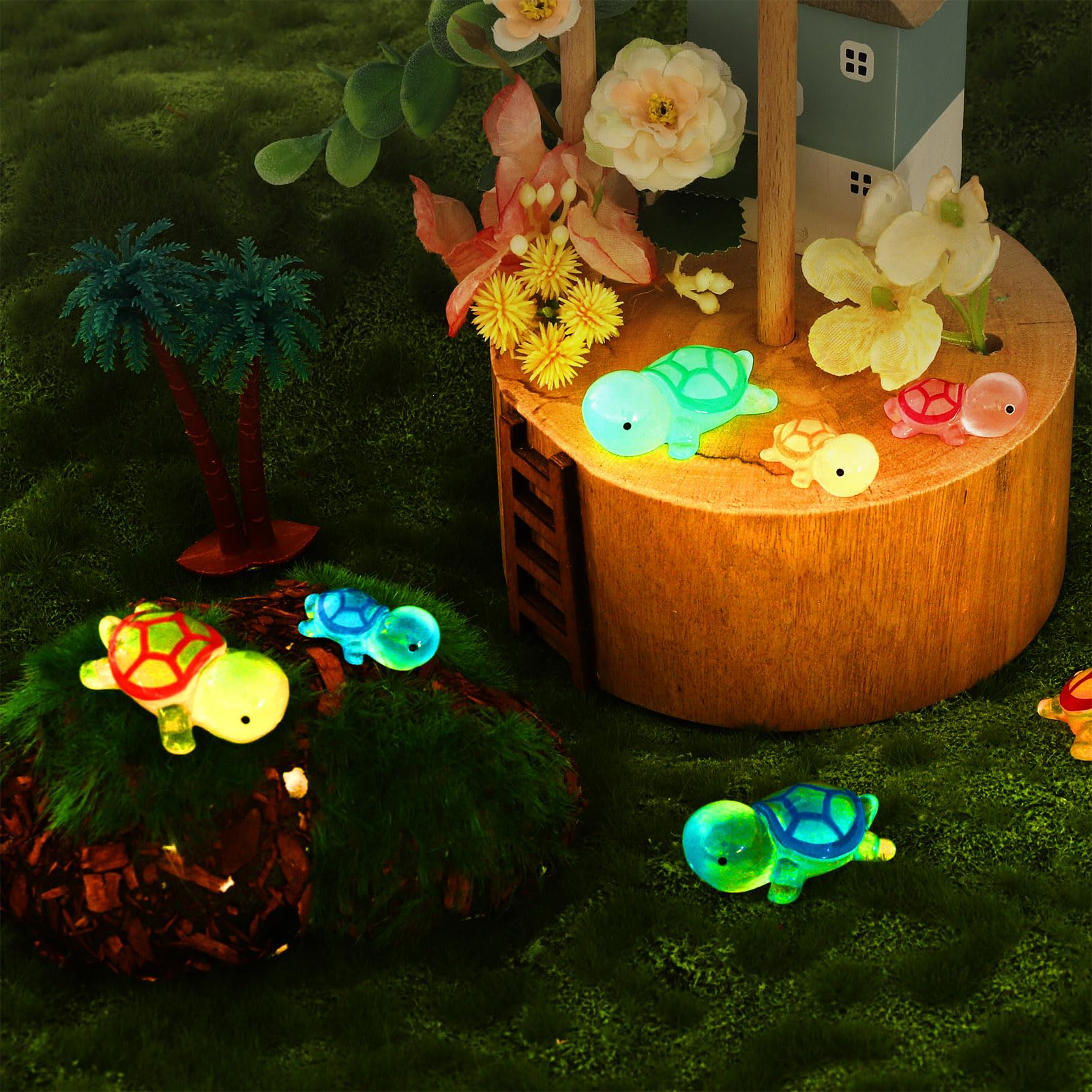 80 Mini Tartarughe In Resina Luminose - Decorazioni Per Giardino, Vasi, Case Delle Bambole, Multicolore - Foto 5