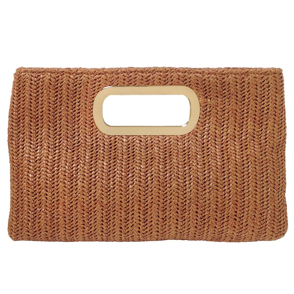 Top Handle Straw Clutch