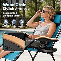 Vista 4 de PHI VILLA Silla XXL de Gravedad Cero Acolchada de Tamaño Extra Grande, Silla Reclinable Plegable para Patio, Asiento de 30 Pulgadas de Ancho