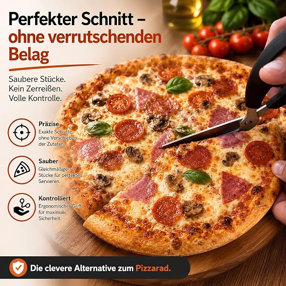 Stainless Steel Pizza Scissors Super Sharp Kitchen Scissors for Pizza Grated Flambée and Cake Ergonomic Non-Slip Handles Dishwasher Safe