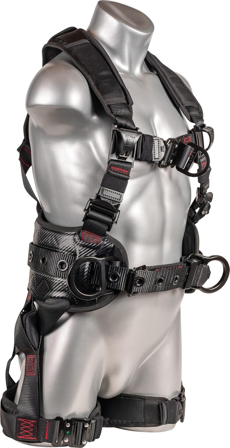 Palmer Safety 4 D-Ring Harness, Quick-Connect Buckles, SRL Tunnel, Padded Comfort, Trauma Straps, ANSI Z359.11-2021 Compliant