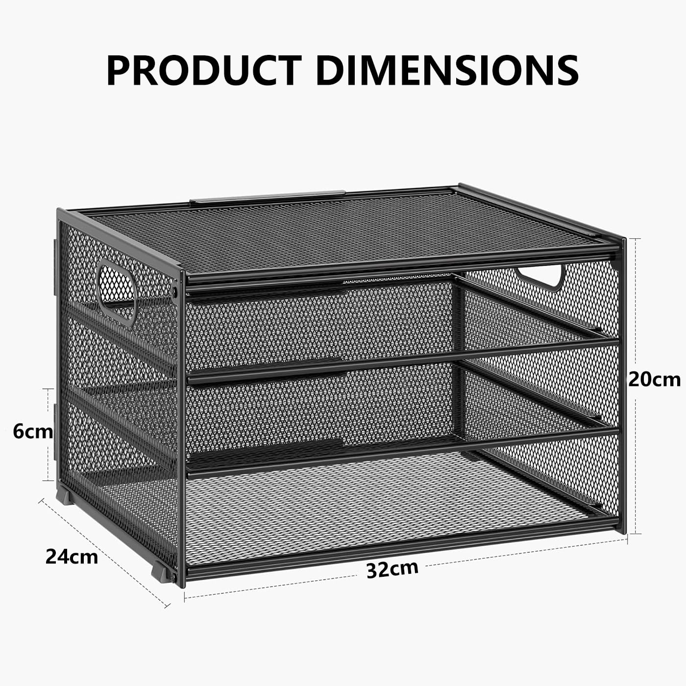 Organizador de documentos A4 de metal, apilable con 4 compartimentos, para oficina y oficina, especialmente estable y fácil de montar, color negro