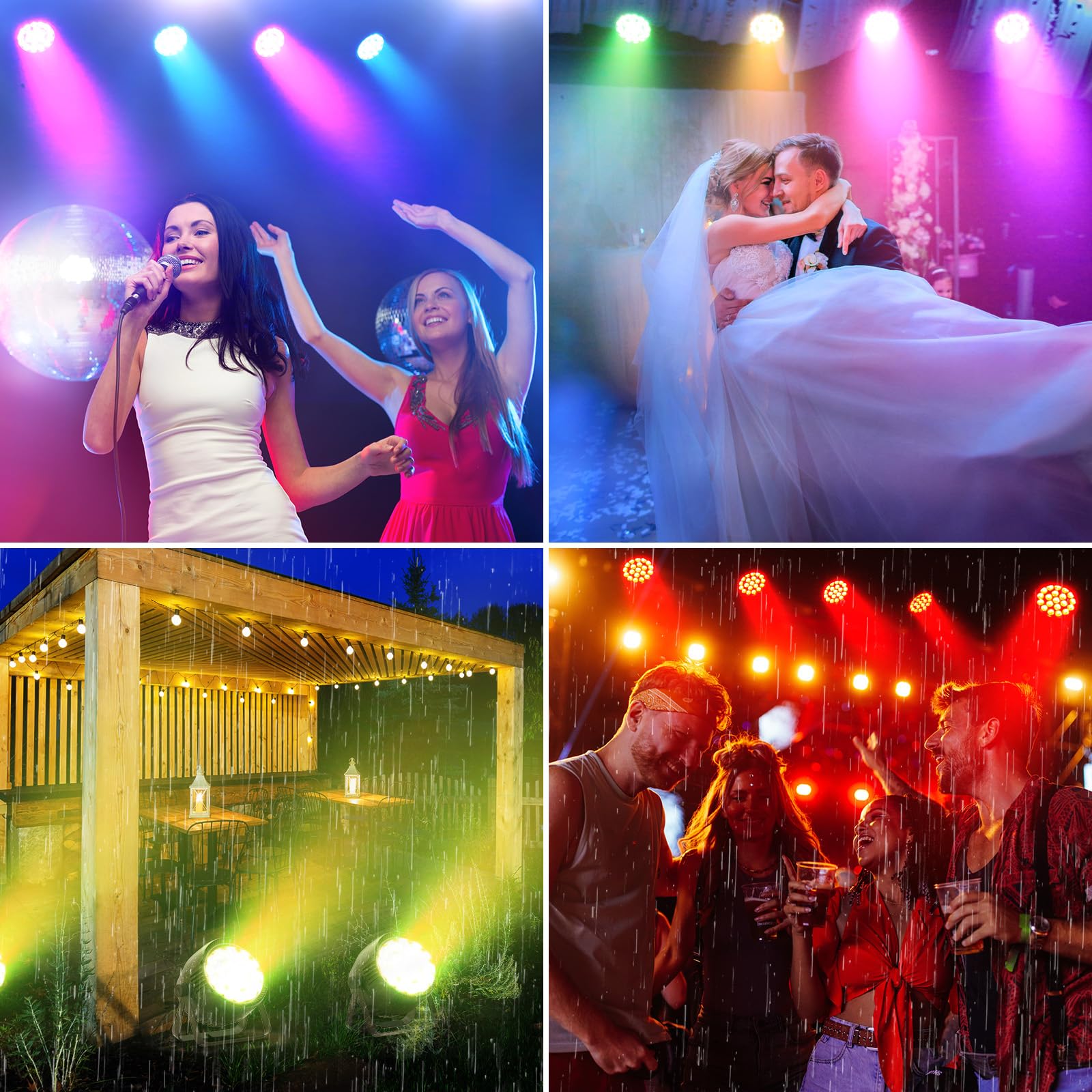 300W Par LED IP65 Impermeabile, Luce da Palco RGBW, Luci Discoteca da Esterno, Luce per Feste, Adatto per Feste all'Aperto e Concerti nei Giorni di Pioggia DJ