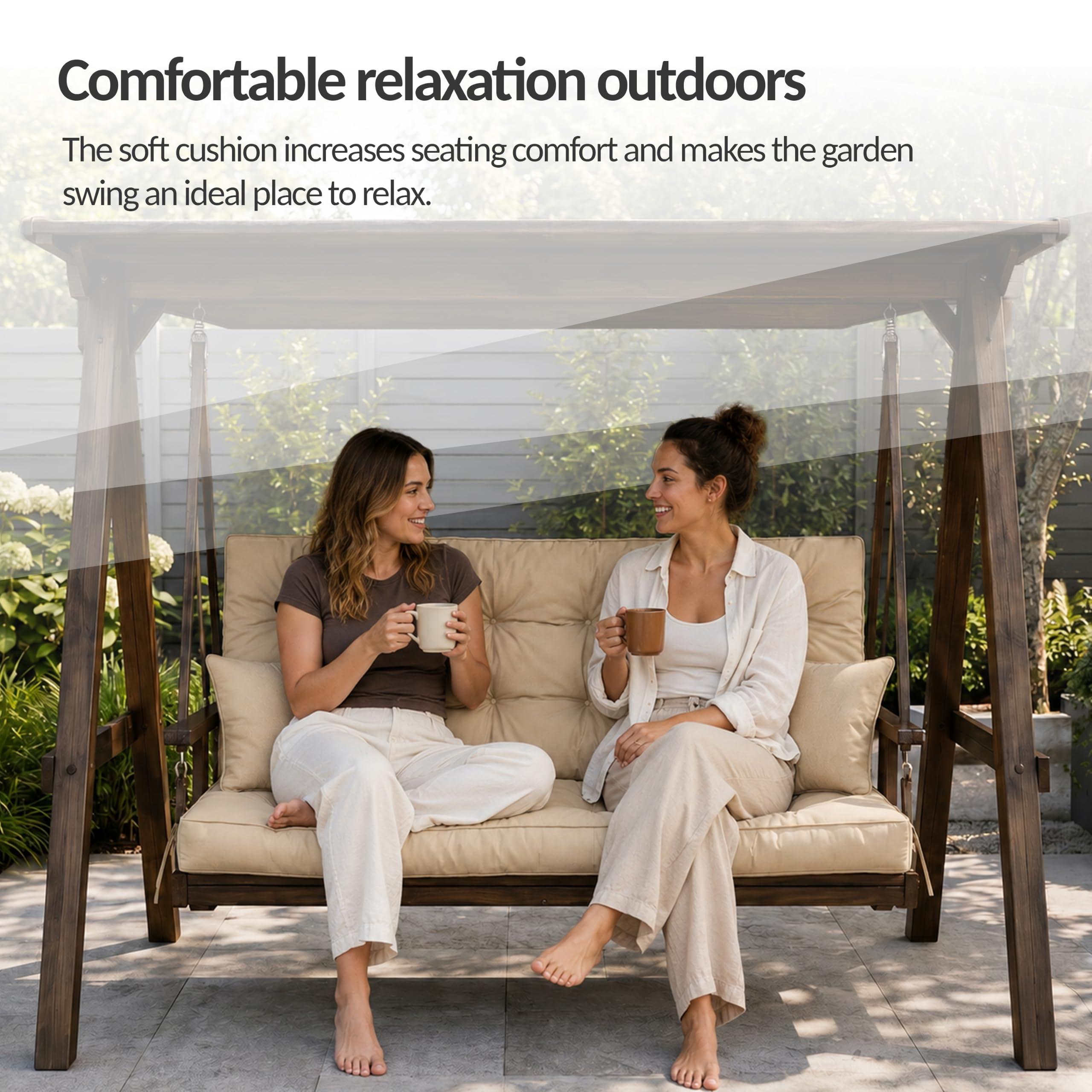 POKAR Coussin Balancelle Extérieur 180 cm | Salon de Jardin | Beige