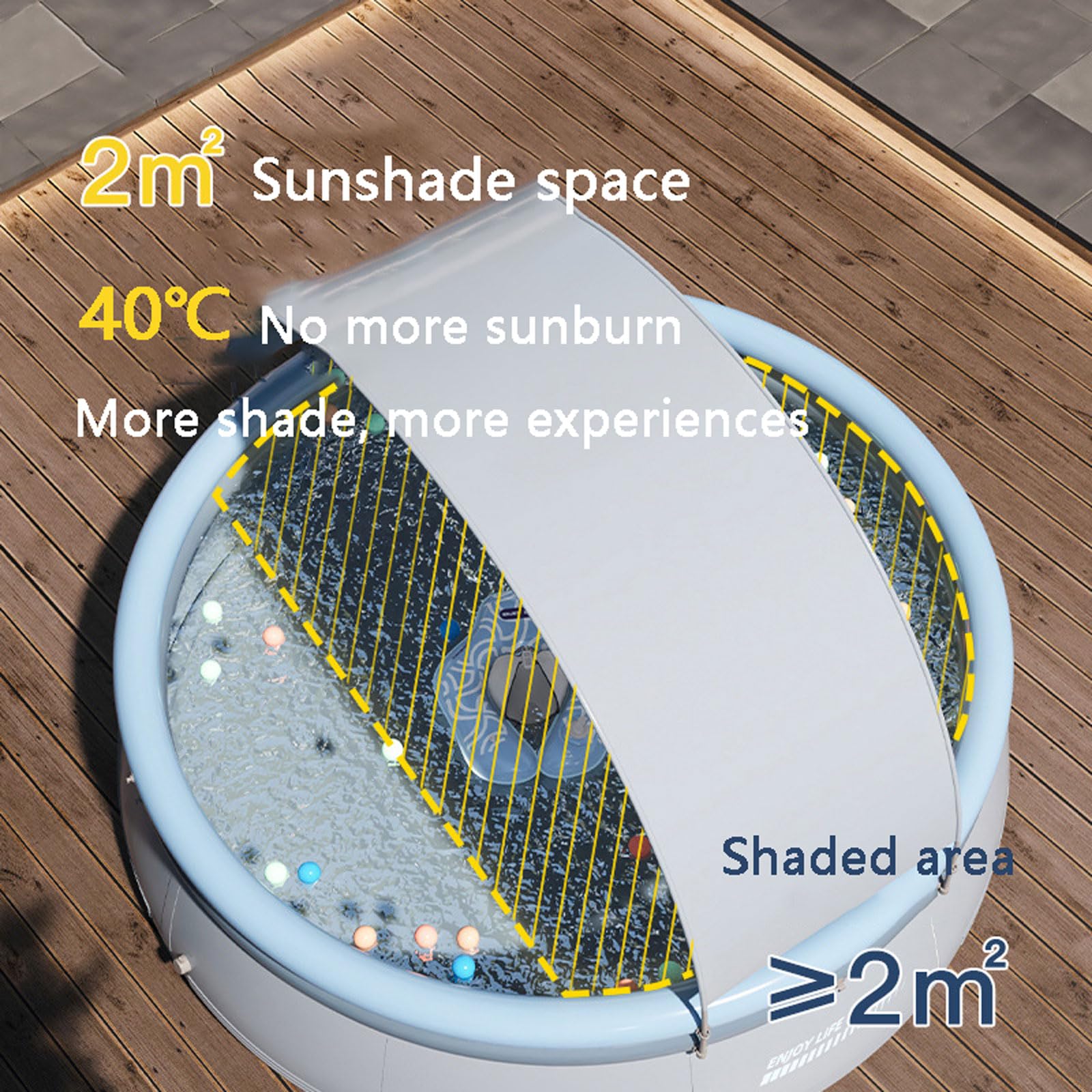 Piscina familiare per Bambini e Adulti 244*143cm,Piscina gonfiabile pieghevole automatica,Piscina Fuori Terra di Grandi Dimensioni Con parasole rimovibile e protezione UV,per Esterno da Giardino