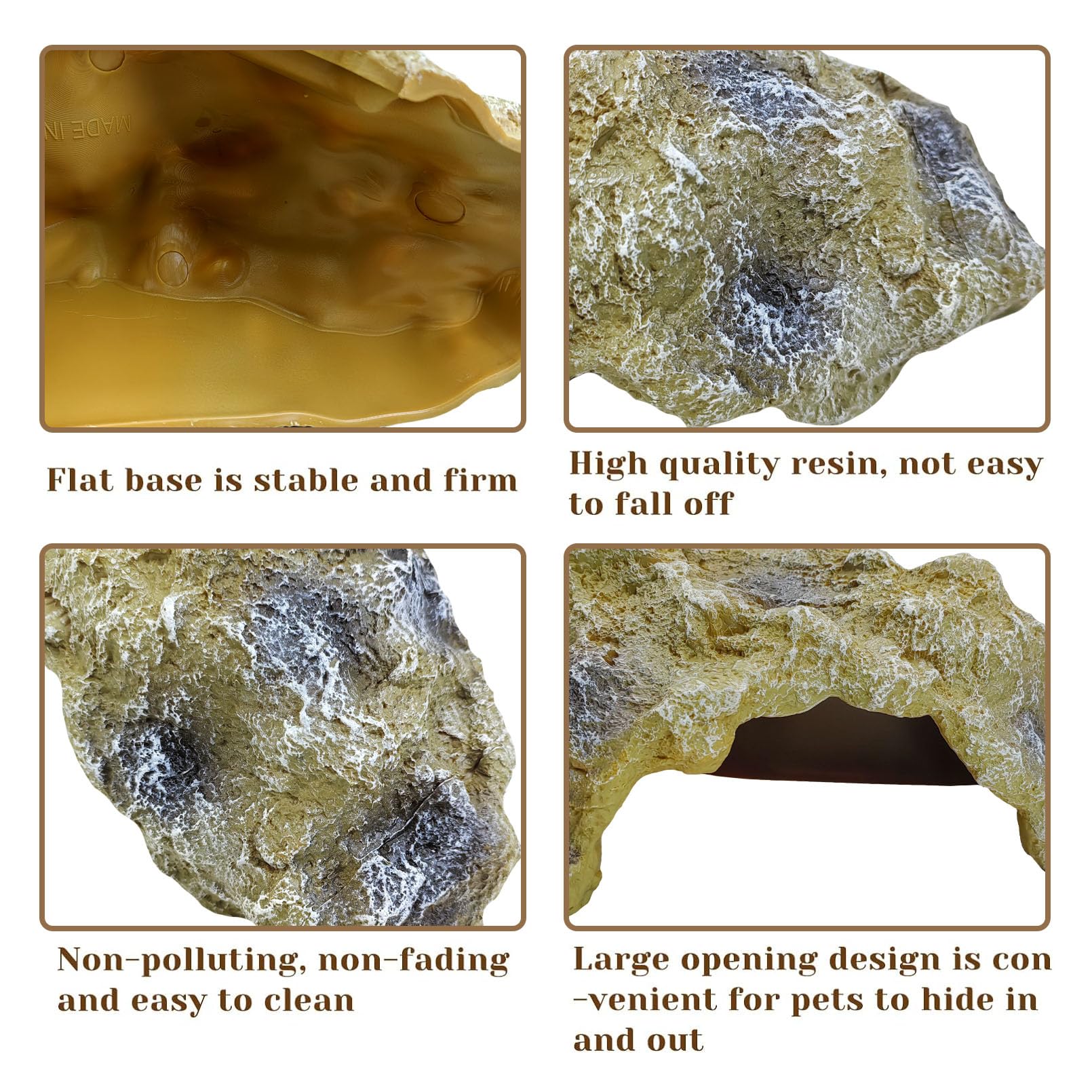 Hamiledyi Escondite de reptil grande de imitación de roca para reptiles, escondites de cueva de reptiles, terrario, decoración de hábitat, escondite de dragón barbudo para serpientes, gecos, lagartos,