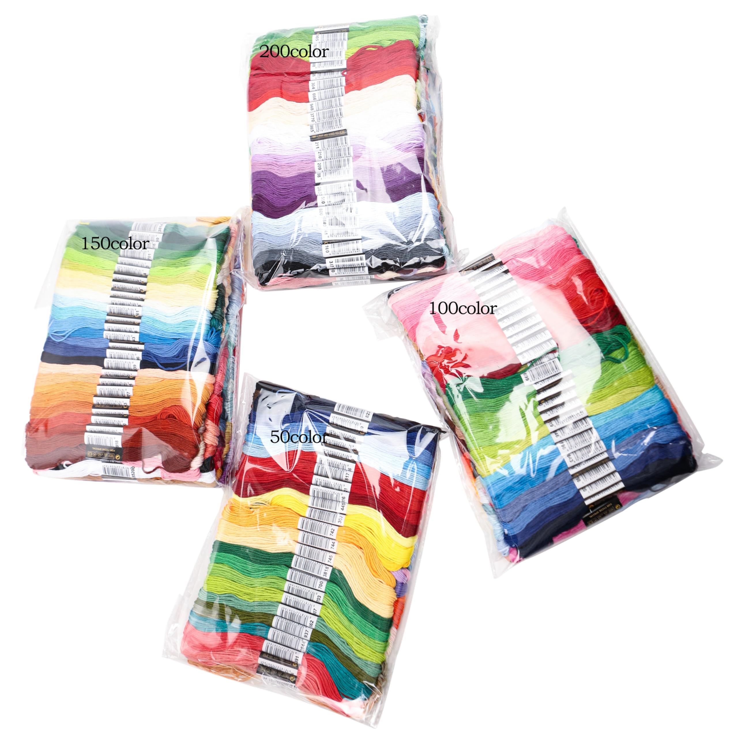 Stickgarn 50/100/150/200/447 Stück Kreuzstich-Polyester-Stickgarn, Heimnähen, Bastelgarn, 8 Meter pro Strang, keine sich wiederholenden Farben(447 Colors No Repeat)