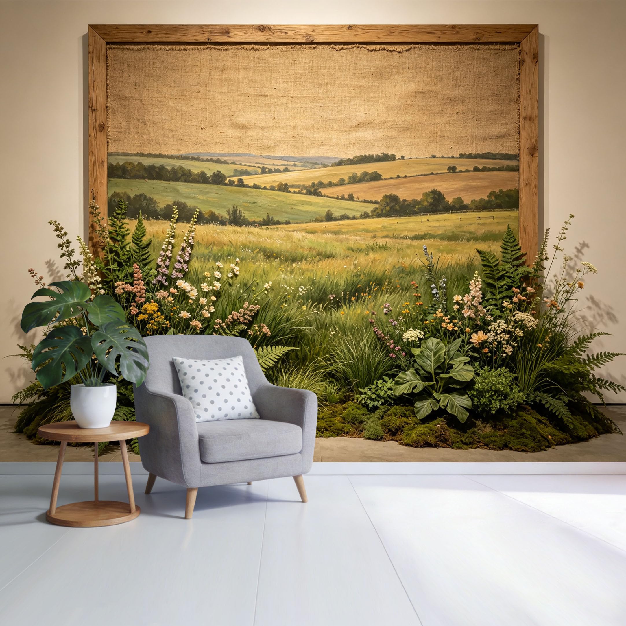 Custom Size Wall Mural Countryside Landscape Botanical Meadow Fields Greenery Nature View SelfAdhesive Wall Fabric Removable Wallpaper for Home Office Decor