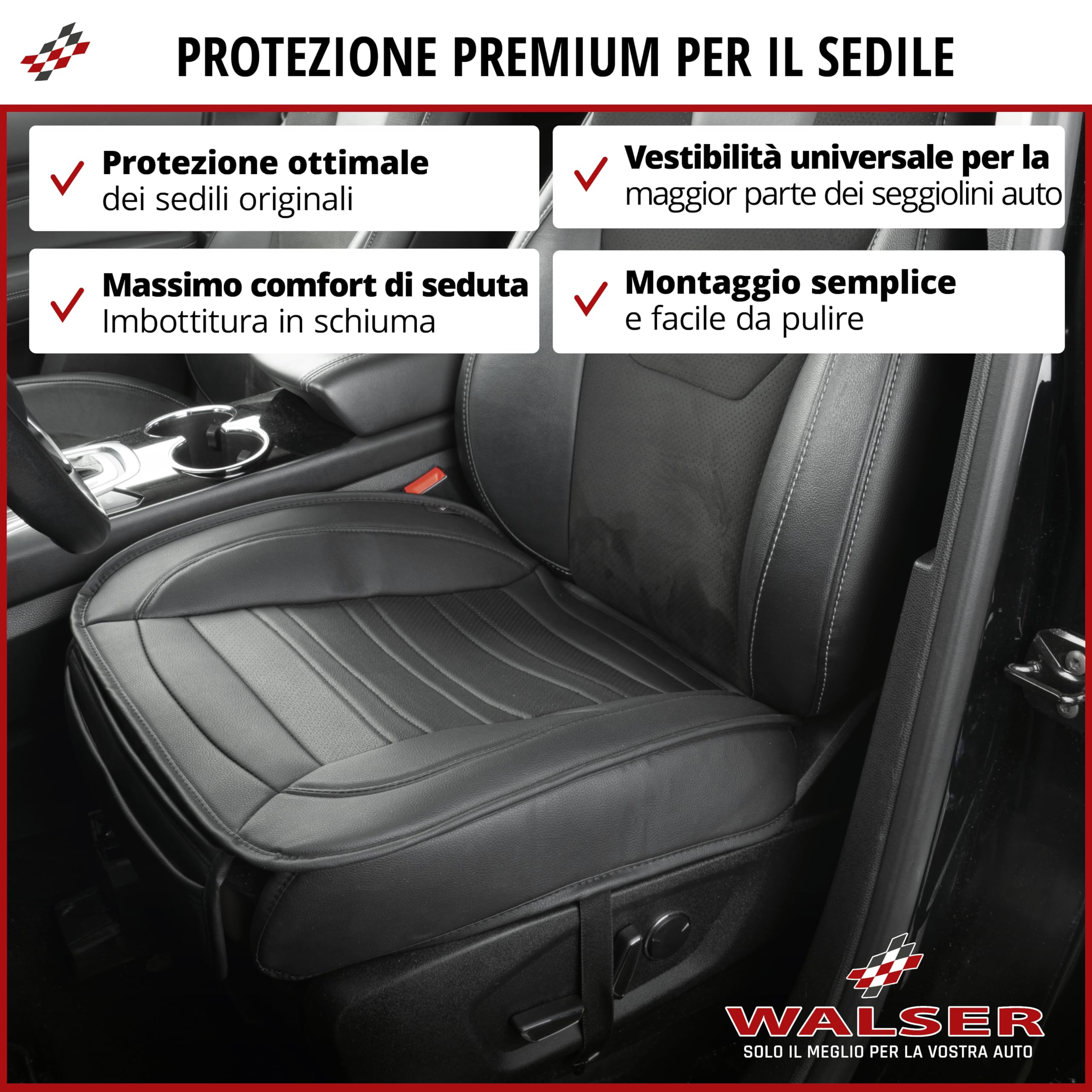 WALSER Coprisedile Auto Fernando, Coprisedile Auto Sedile Anteriore, Rivestimento Veicolo 1 pezzo, Protezione Sedile Anteriore Arte Pelle, Rivestimento Veicolo, Cuscino Posto Guida
