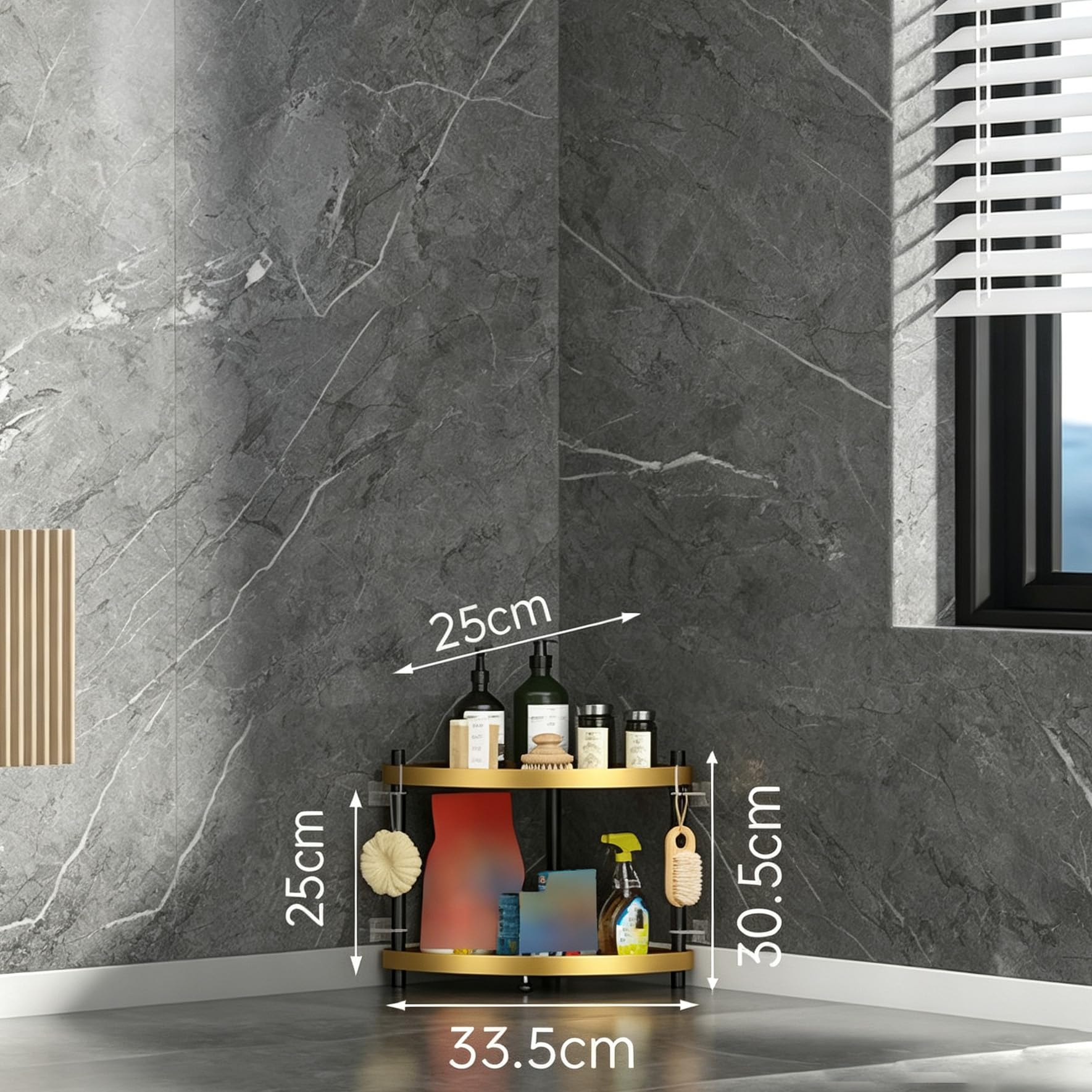 Mensola Doccia Senza Foratura, Porta Sapone per Doccia da Terra | Scaffale Angolare Da Terra In Inox, Grande Capacità Scaffale Bagno Con Ganci, Organizza I Tuoi Prodotti Da Bagno E Cucina