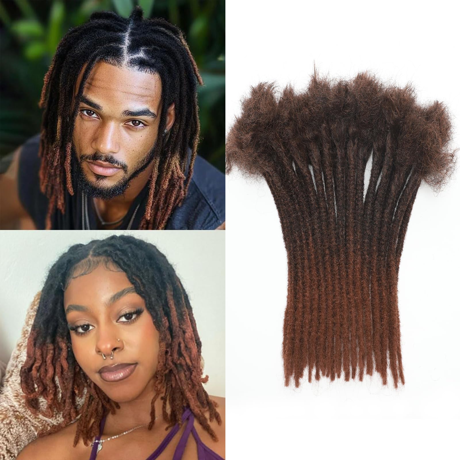 QIDESHENG 8 Inch Dreadlock Extensions Synthetic Hair 30Strands 0.8 Width Handmade Dreads Hair Extensions Reggae Braids Locs Synthetic Hippie Single Ended Dreads for Women/Men/Kids (1B/30