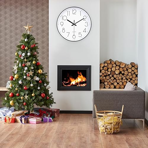 Miniatura 49 de jomparis - Reloj de pared de cuarzo redondo de 12 pulgadas, silencioso, sin tictac, decorativo, moderno, funciona con pilas, para oficina, hogar