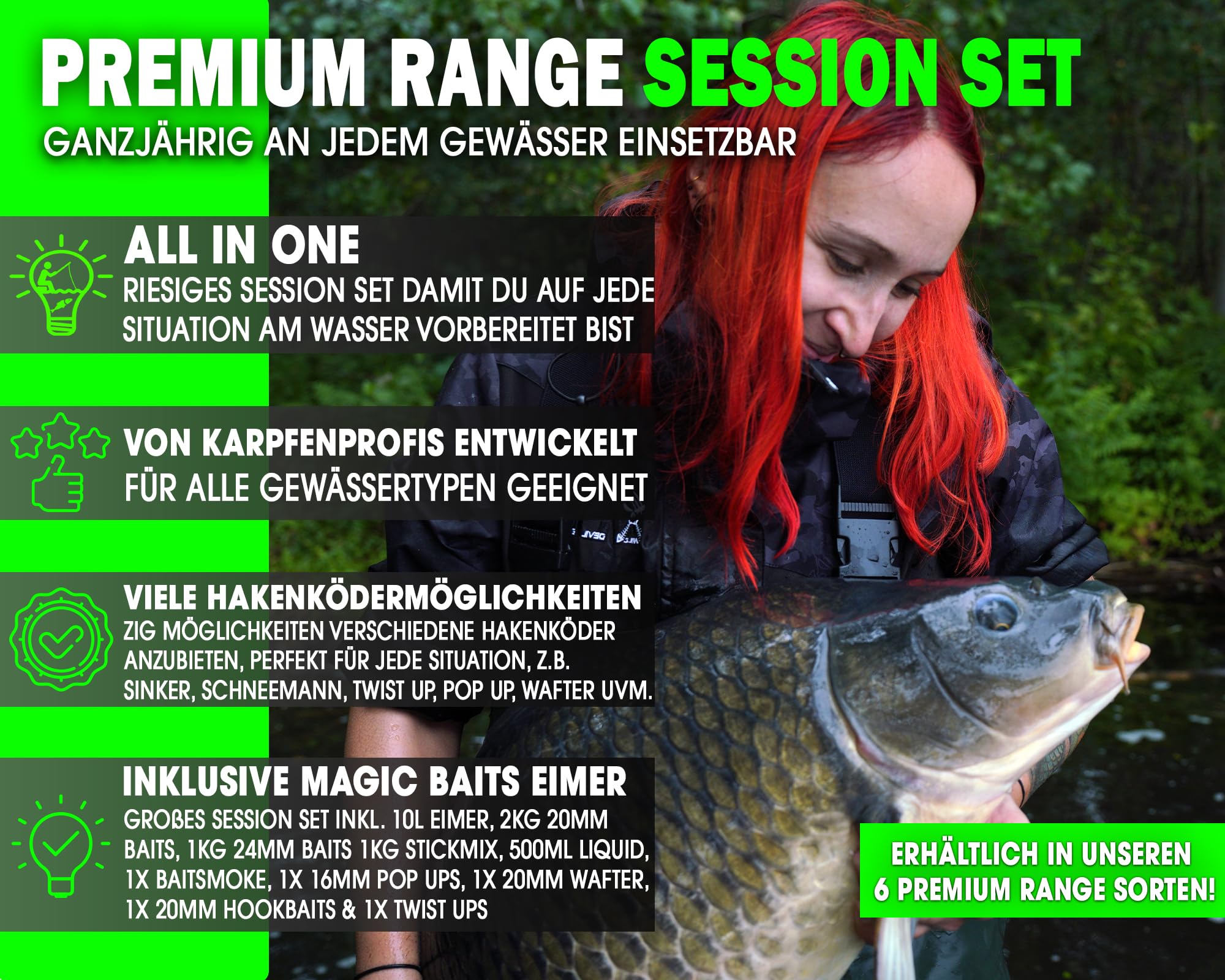 Magic Baits Premium Session Set Boilies Pop Ups Dip Liquid Stick Mix Wafter Hook Baits Boilieset Karpfenboilies Karpfenköder Carp Baits Angelköder