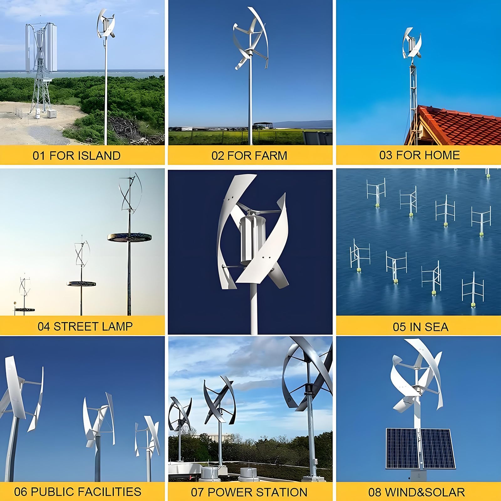 Éolienne Génération d'électricité Éolienne Éolienne 12-220 V Kit Complet Générateur d'énergie éolienne 10000/12000 W pour Maison, Surveillance, Bateaux et lanternes de Rue solaires 10000W-12V