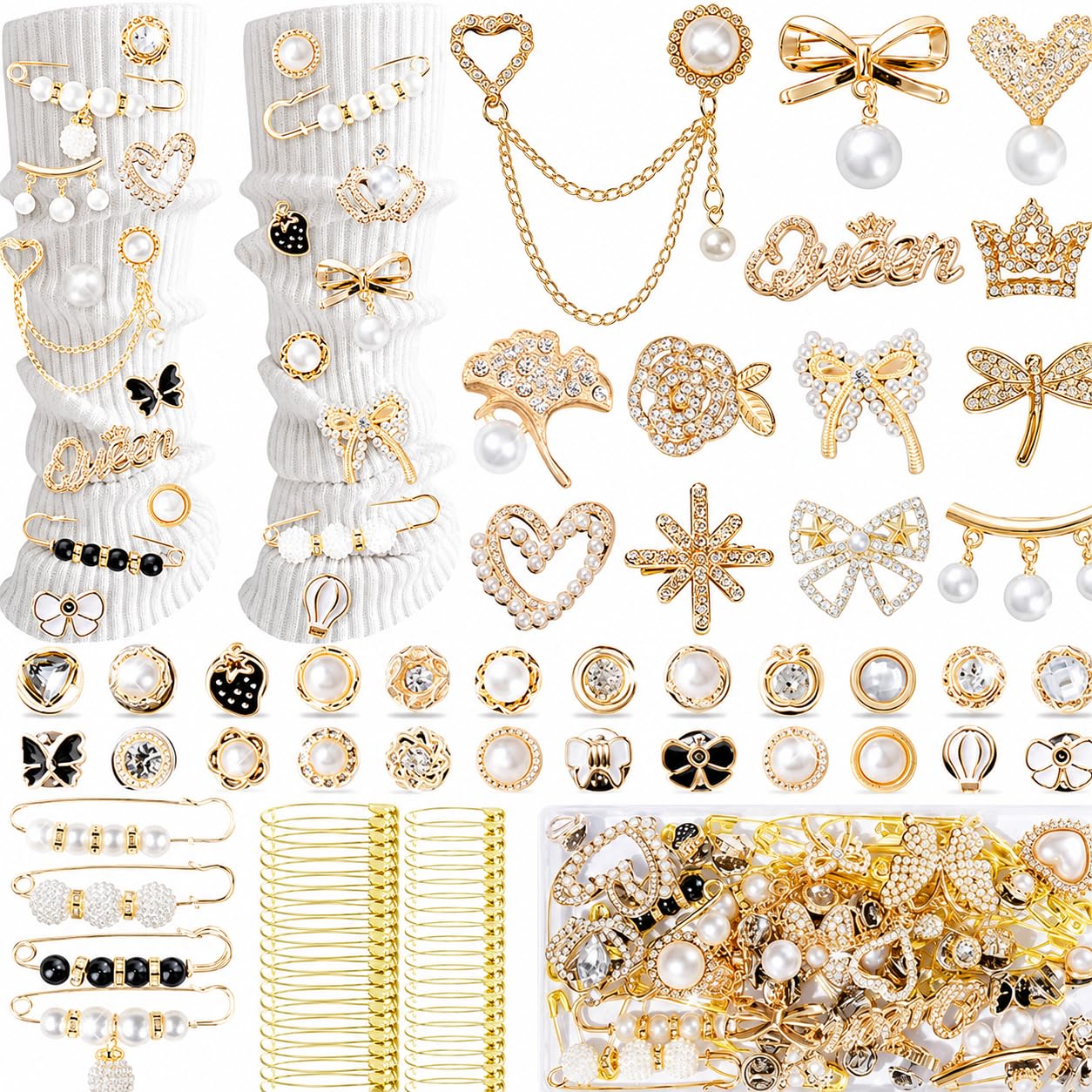 Shoe Charms for Sneakers,Junk Socks Charms Kit, Brooches and Pins for Women