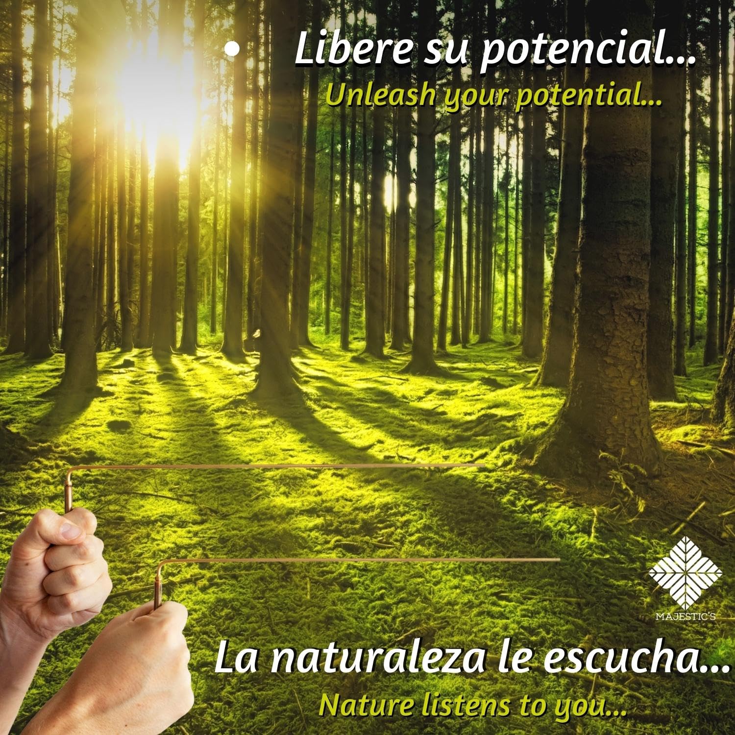 Varillas de Radiestesia Profesionales de Latón con Mango 100% de Cobre - Varillas de Zahorí – Varita de Radiestesia para buscar Agua, Adivinación, Geobiología, Feng Shui, Búsqueda de Fuentes, Objetos