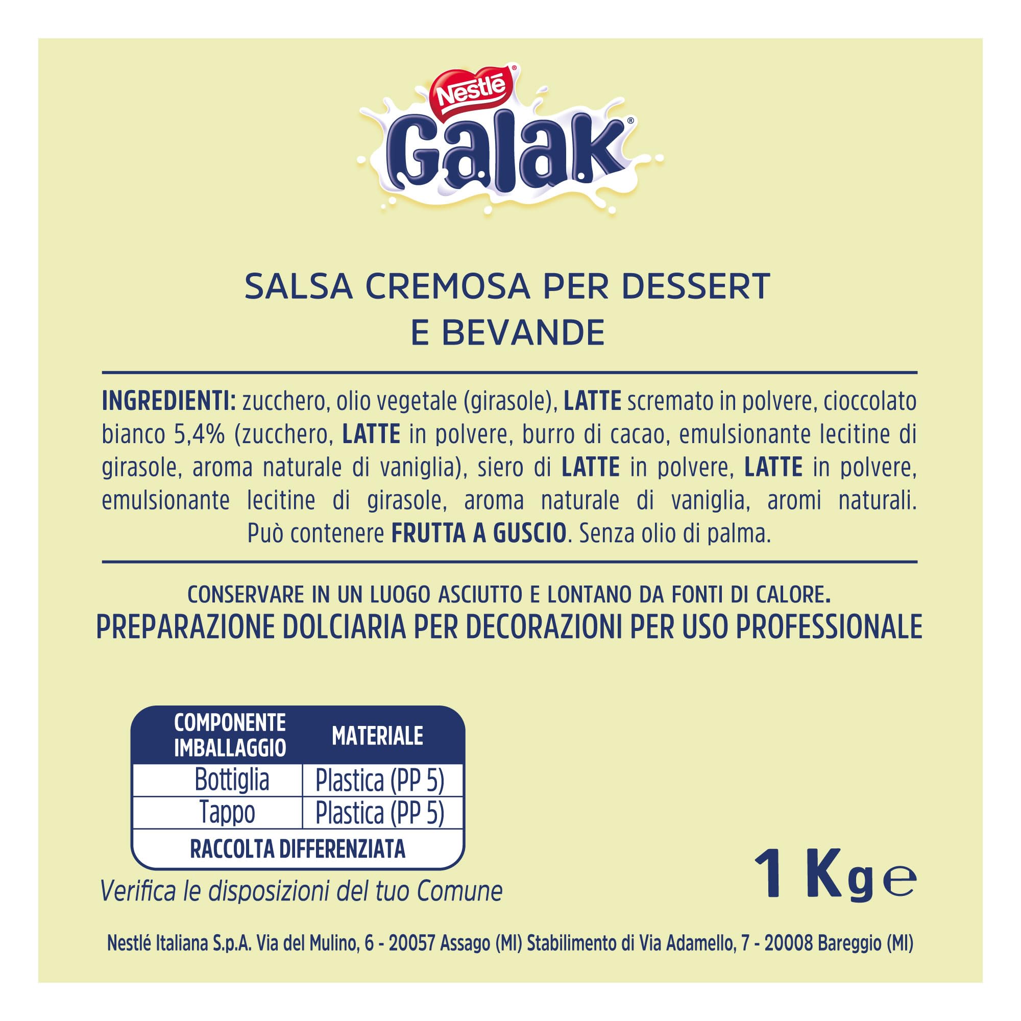 GALAK PROFESSIONALE Salsa Cremosa, Bottiglia 1kg