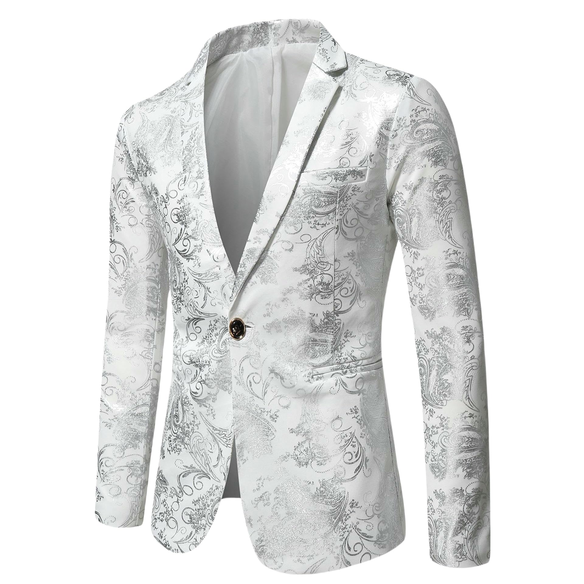 Veste blazer homme argentée coupe slim style coréen pour performance