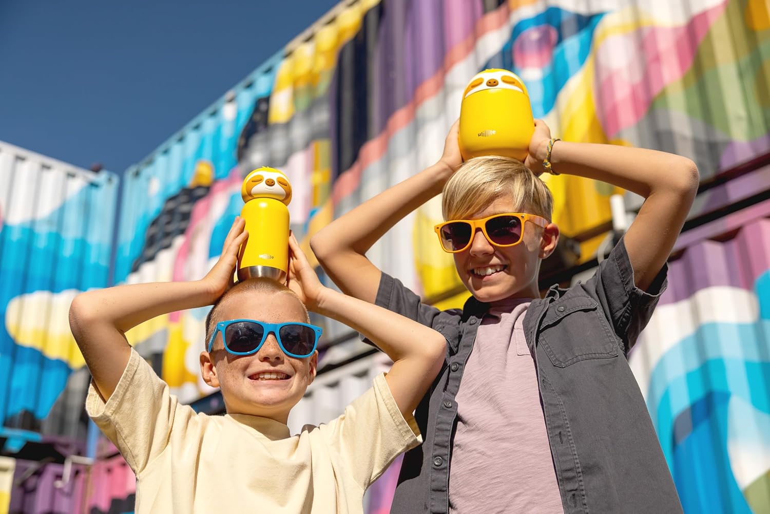 Insulated Stainless Steel Tumbler with Detachable Soft Animal Head,Leakproof BPA-Free,15.2oz Kids Water Bottle with Straw for School and Travel(Sloth)