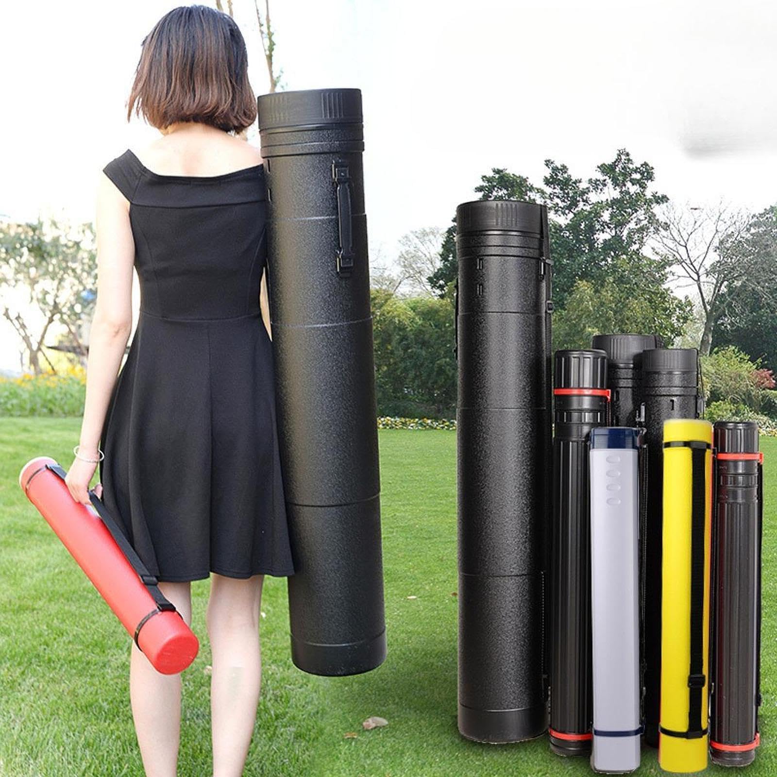 Tubes Extensibles pour Affiches, étui de Rangement Rond, étui de Transport pour Affiches, Tube Télescopique pour Dessins, noir