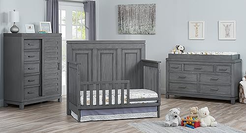 Miniatura 8 de 40095940 Manchester - Kit de conversión de riel de protección de cuna a cama infantil, acabado liso de hierro negro, certificado GreenGuard Gold