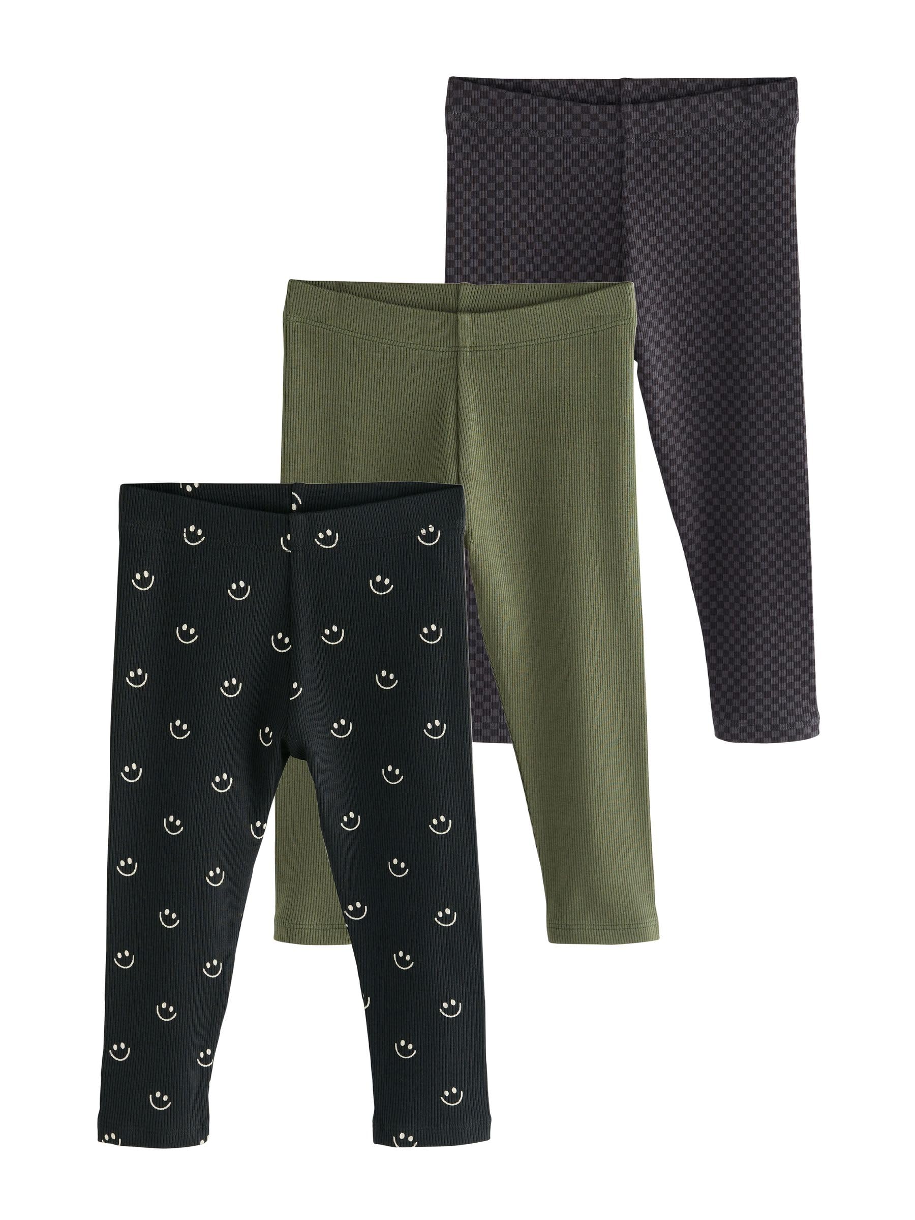 NEXT Jungen Gerippte Leggings, 3er-Pack Schwarz 98-104