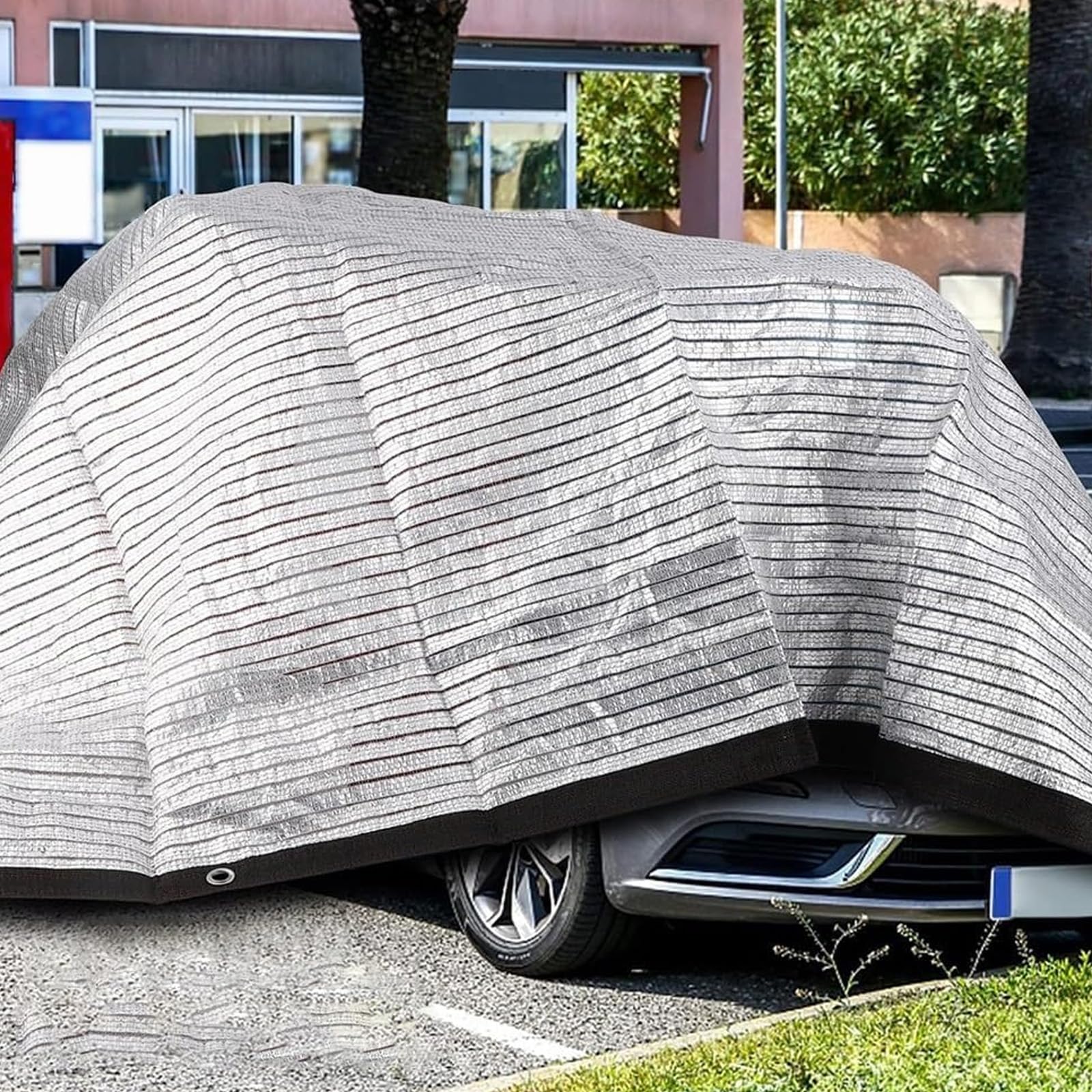 Rete Ombreggiante per Cani,Rete Ombreggiata 3x4m,Telo Ombreggiante Alluminio,Retes Ombreggiantes per Auto,Retes Telo Ombra con Occhielli,Adatto per Auto,Suv,Caravan,Strada,Campeggio