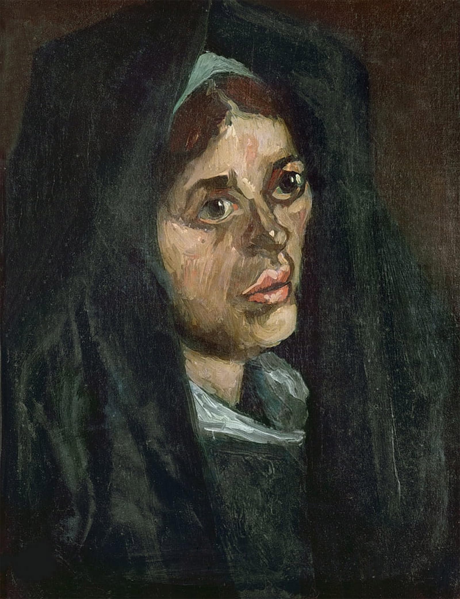 Artxlxxbn No Frame Famous Painting Canvas Artwork Graffiti Print Head Of A Peasant Woman In A Green Shawl By Vincent Gogh Van Portrait Canvas Image For Home Decor 60X90cm