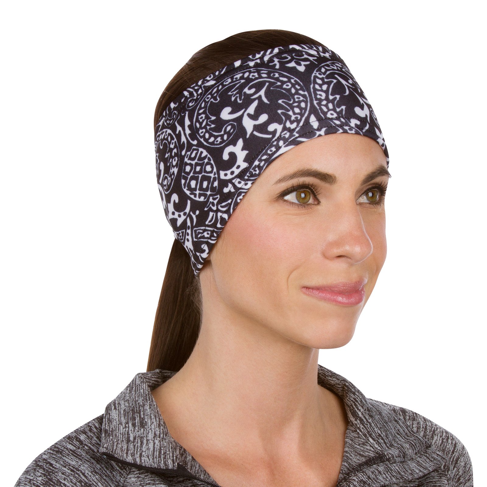 TrailHeads Women's Print Ponytail Headband - Made in USA - black & white - Image 4