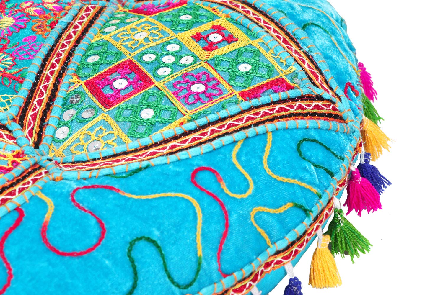 Orientalisches Bodenkissen Bahri modern aus Baumwolle in Blau 55 cm