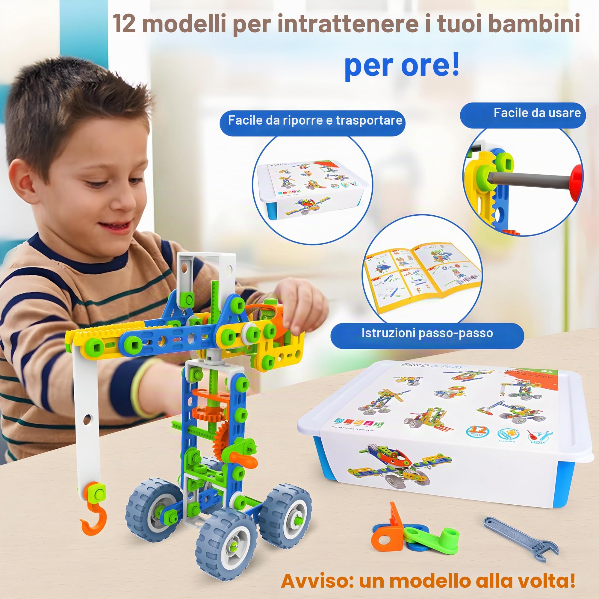 MOONTOY 12-in-1 Giochi Costruzioni per Bambini Regali 4 5 6 7 8 9 10 anni, 152 Pezzi Kit di Blocchi da Costruzione per Bambini Giocattolo Educativo Creativo da Costruzione Set Regalo per Bambino