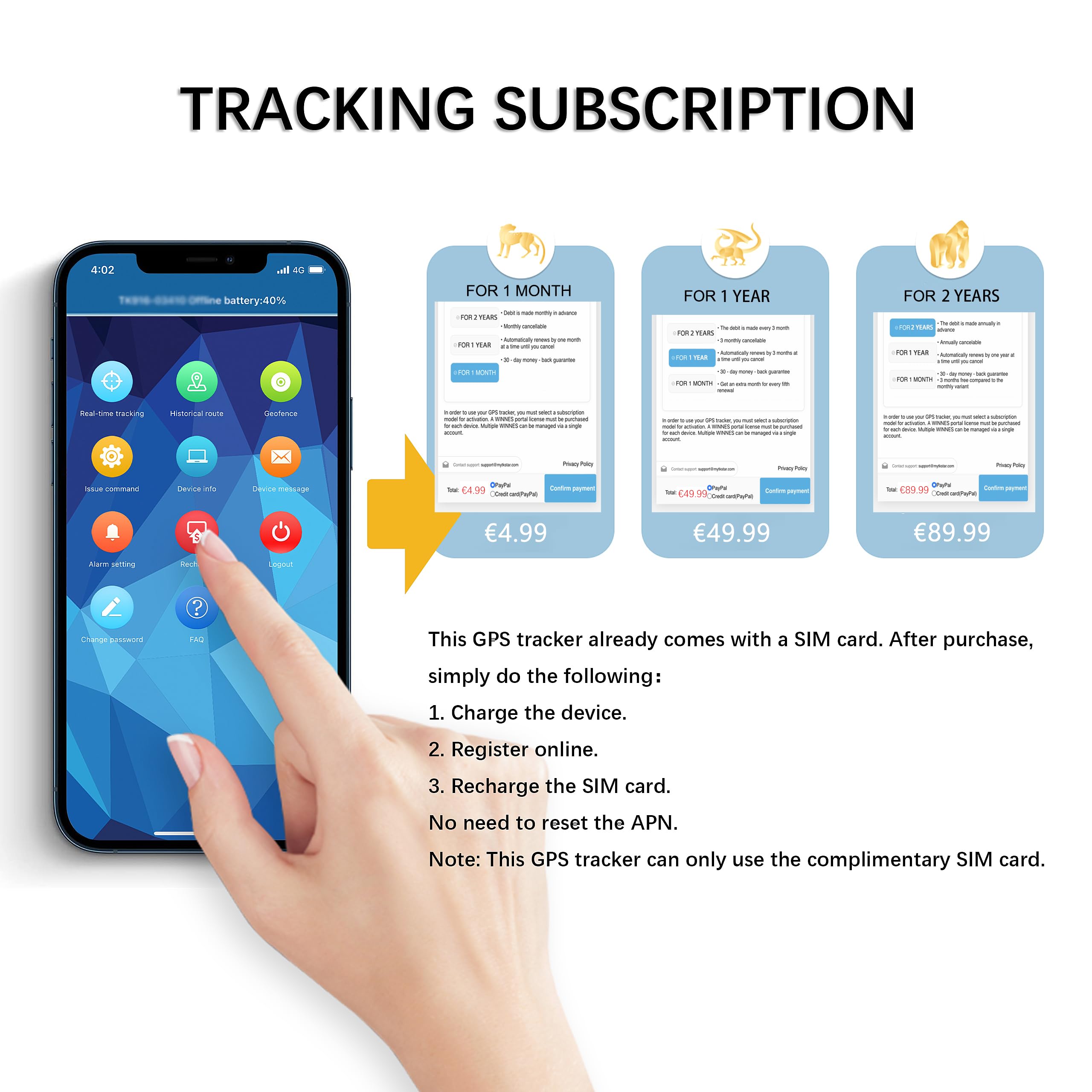 Winnes S1 4G GPS Localizzatore Impermeabile Mini Tracker Con Scheda SIM/Anti-Thef/SOS/Geo-fence Allarme Auto Copertura in Tempo Reale Monitoraggio Per Auto Portafoglio Valigia Bambini
